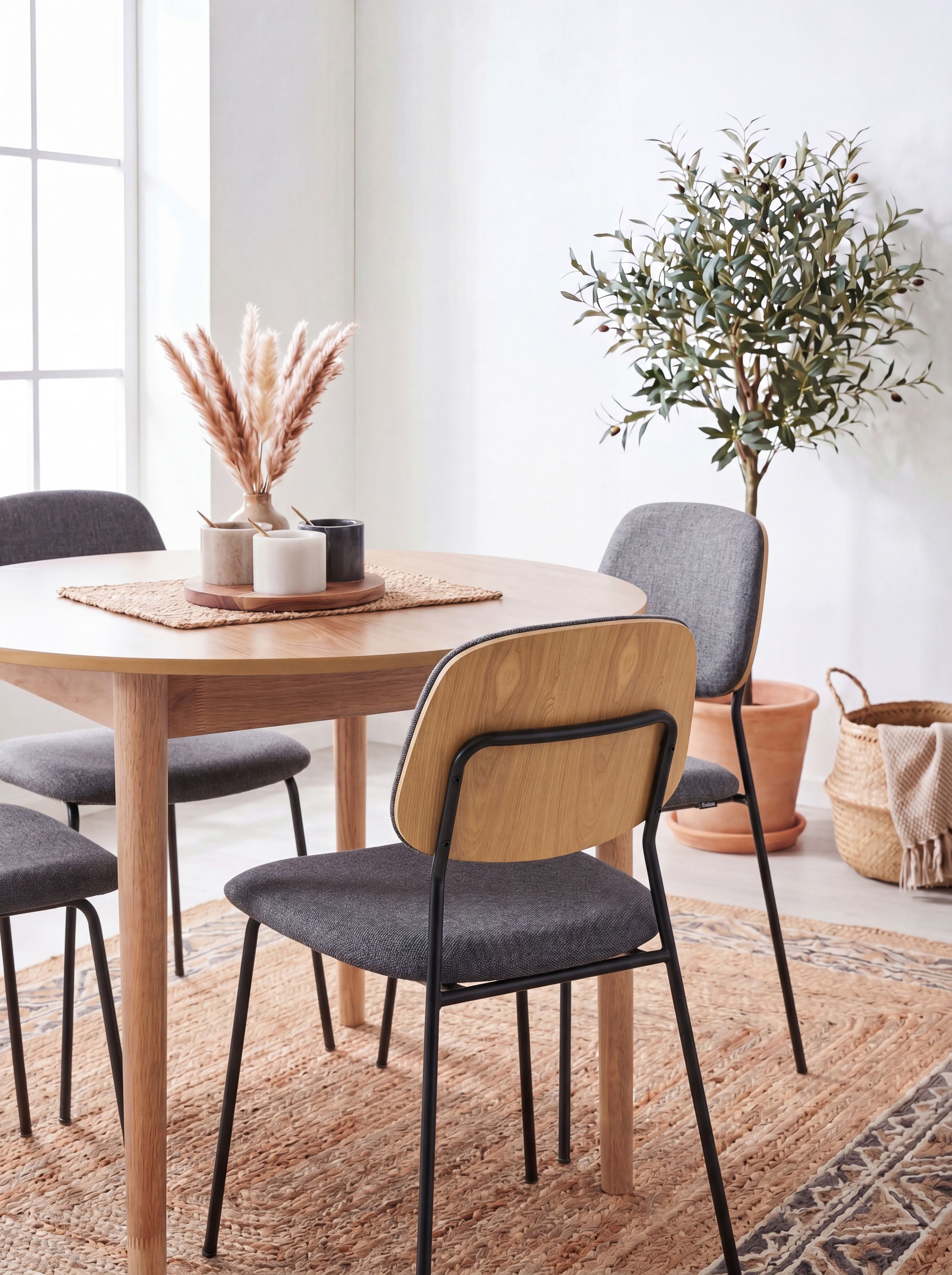 ARLINGTON Fabric Dining Chairs Set of 4 - Grey