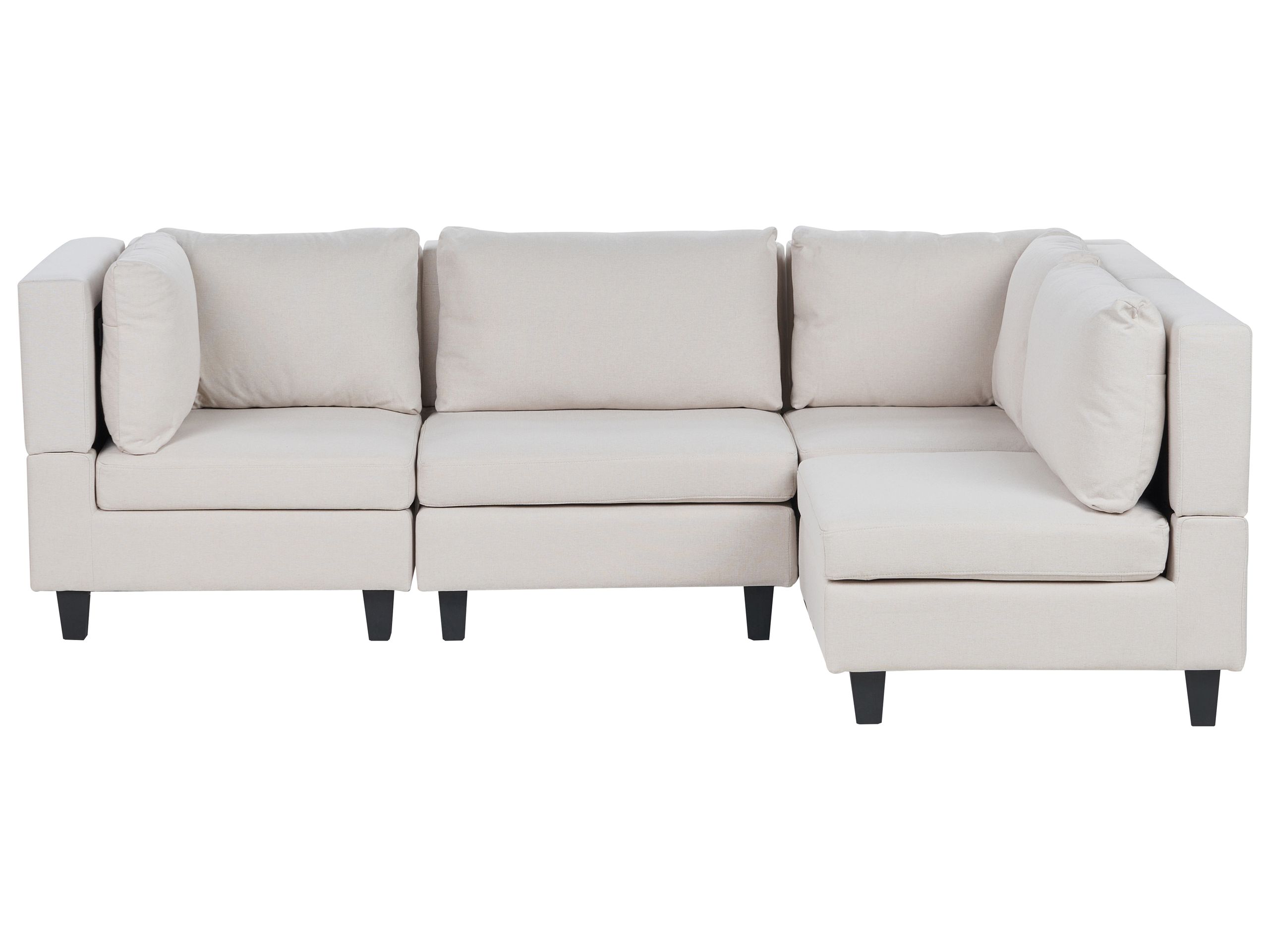 4 Seater Left Hand Modular Fabric Corner Sofa Light Beige UNSTAD