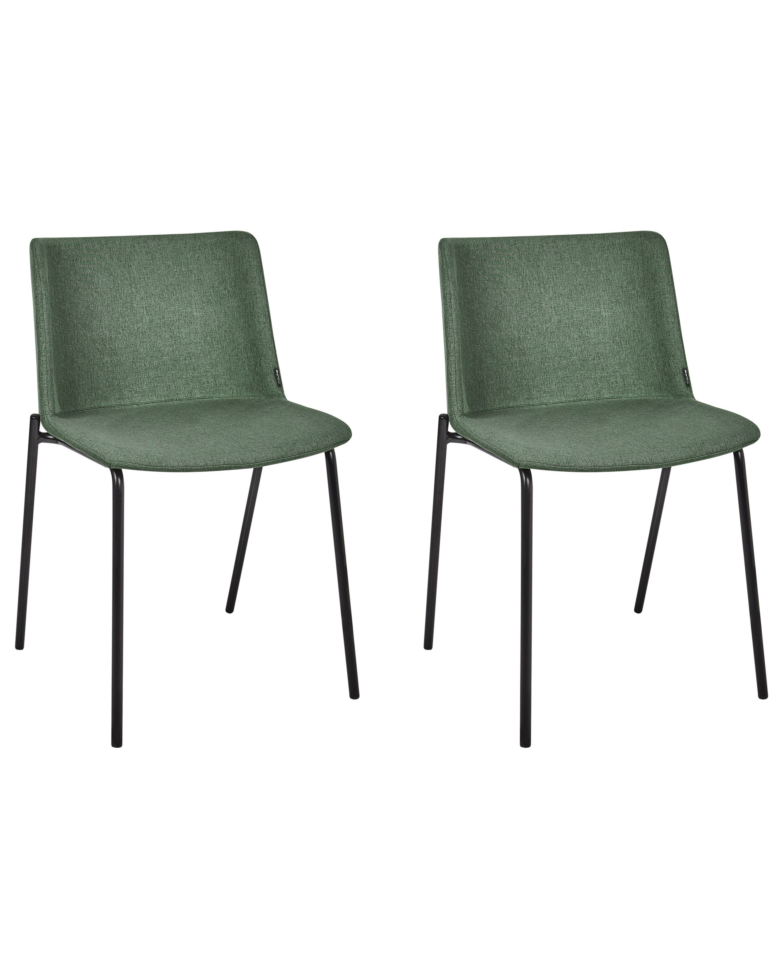 Set of 2 Dining Chairs ESBON Dark Green