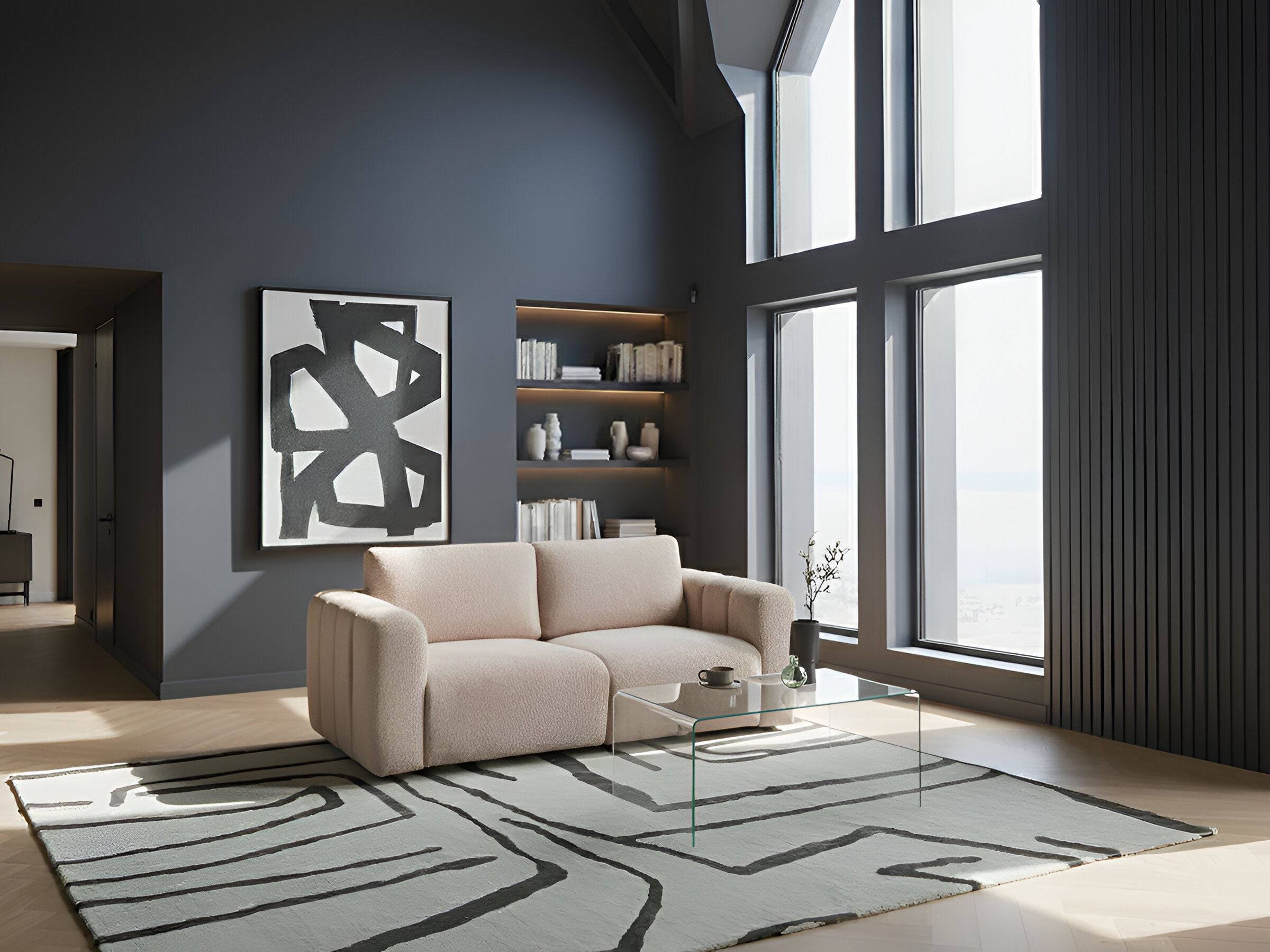 JRAVENTO Boucle Fabirc 2 Seater Modular Sofa - Beige