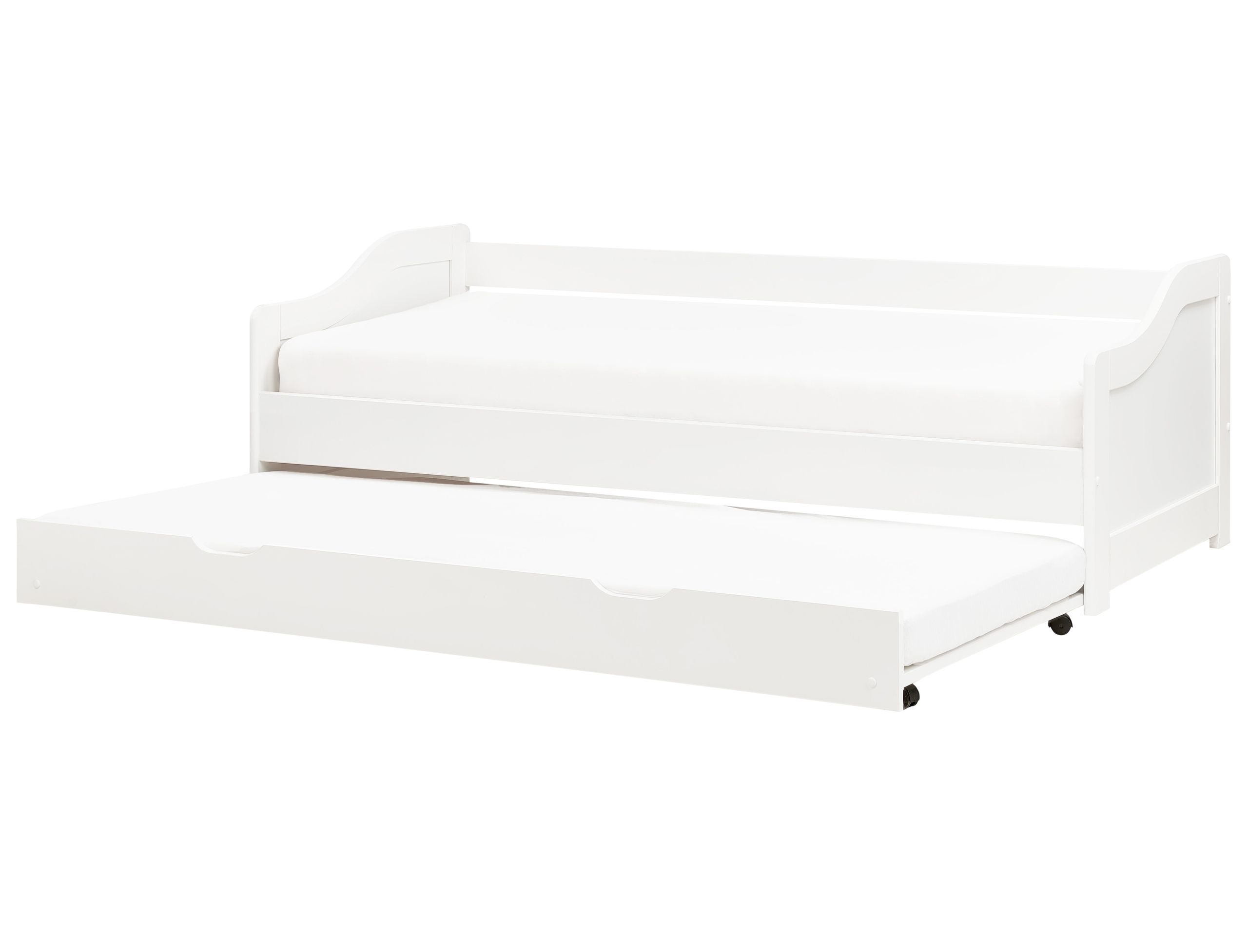 LENER Trundle Bedframe Wood 90 x 200cm EU Single Bed White
