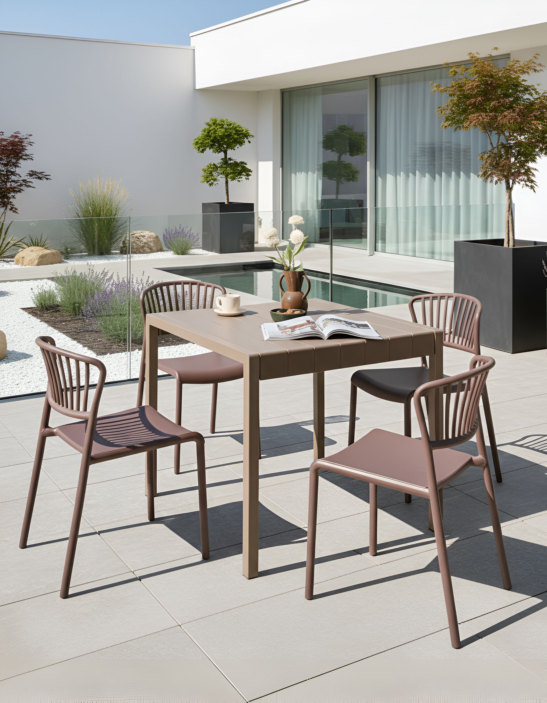 CEVERO Garden Chairs Set of 4 - Brown
