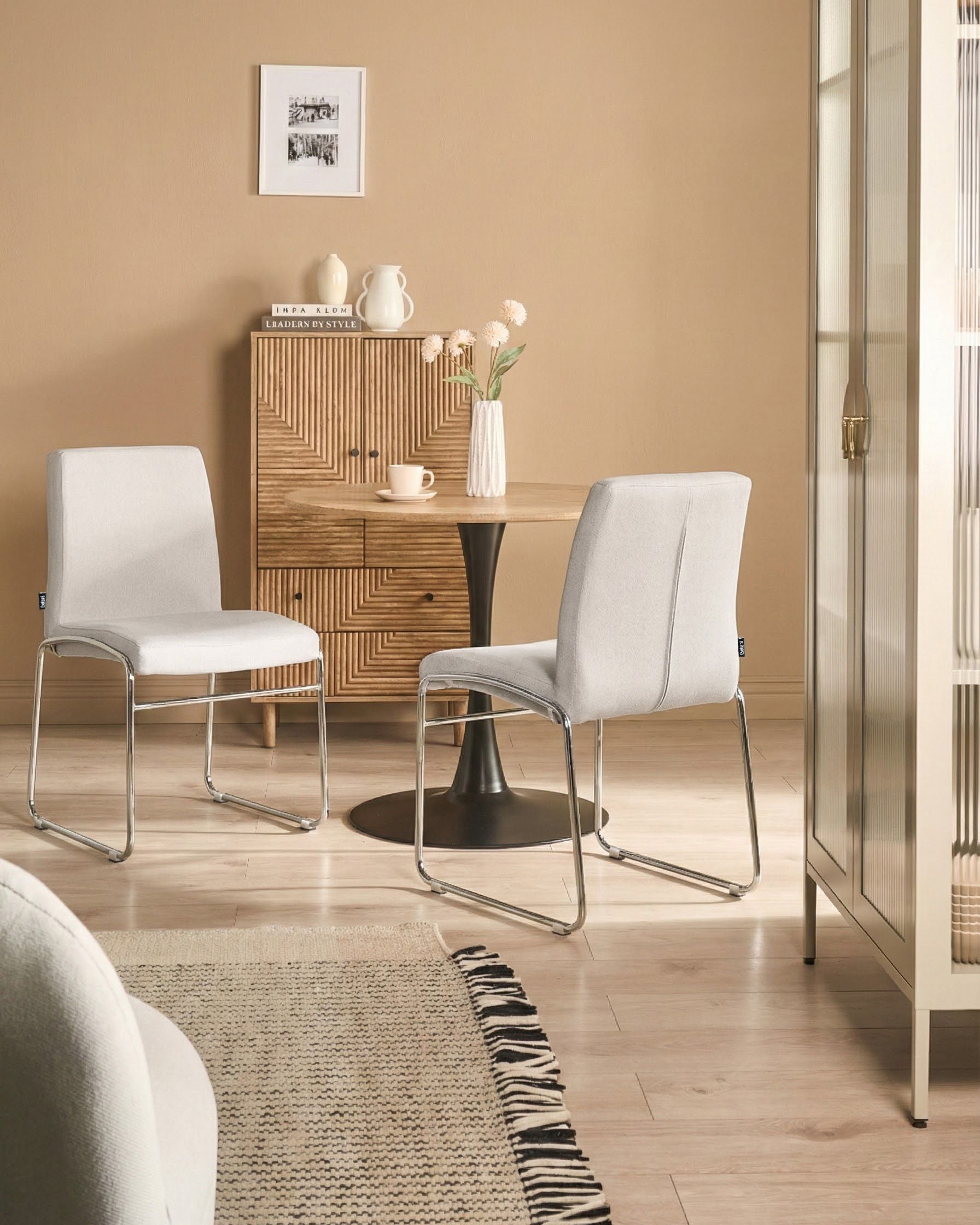DAFARO Fabric Dining Chairs Set of 2 - Light Grey
