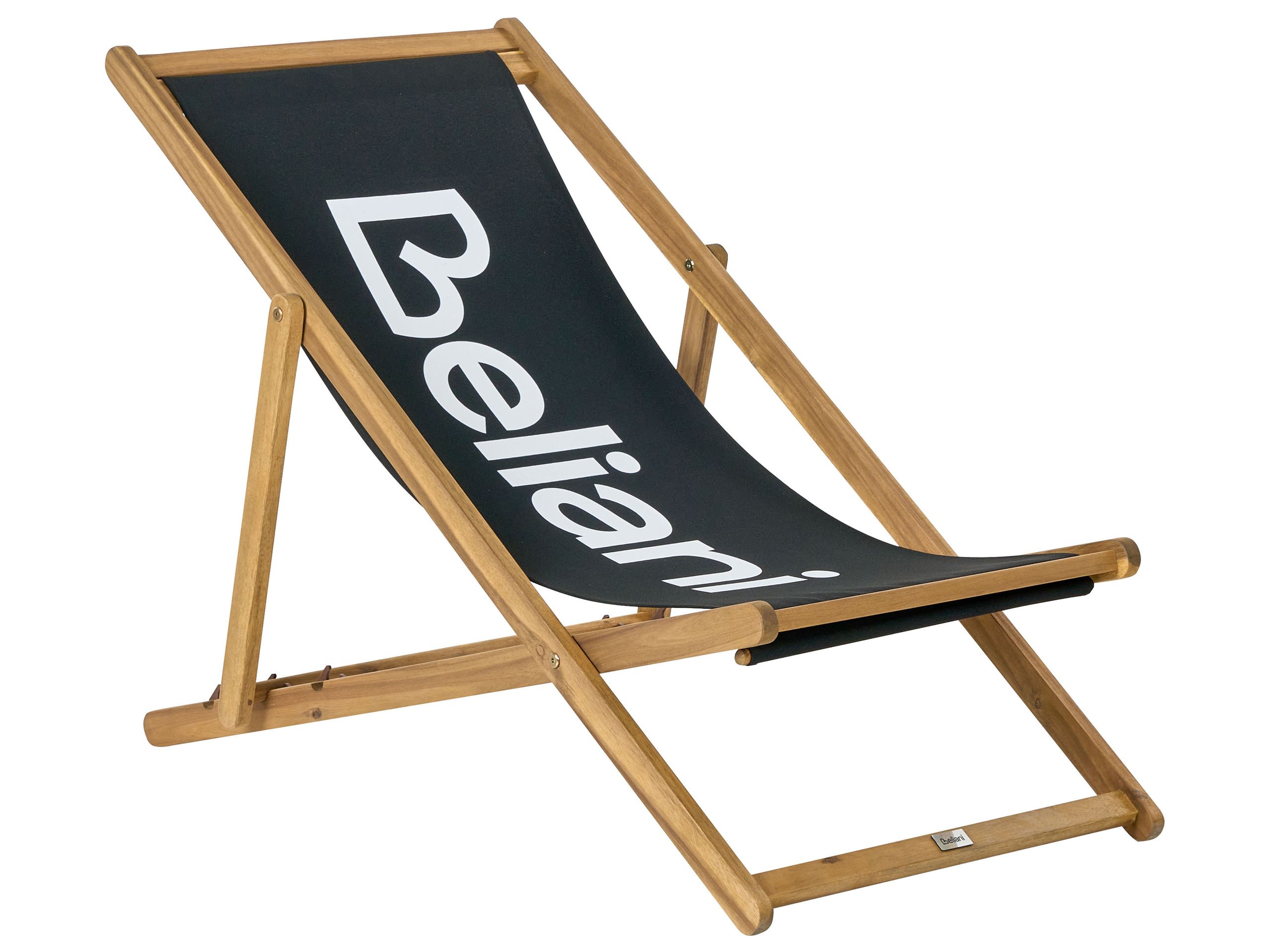 Acacia Folding Deck Chair Light Wood with Black ANZIO