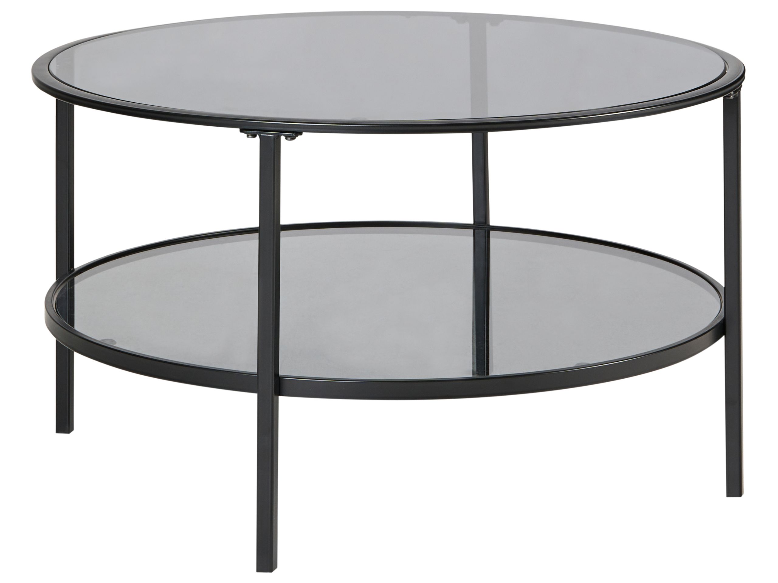 ROWLEIGH Tempered Glass Round Coffee Table - Black