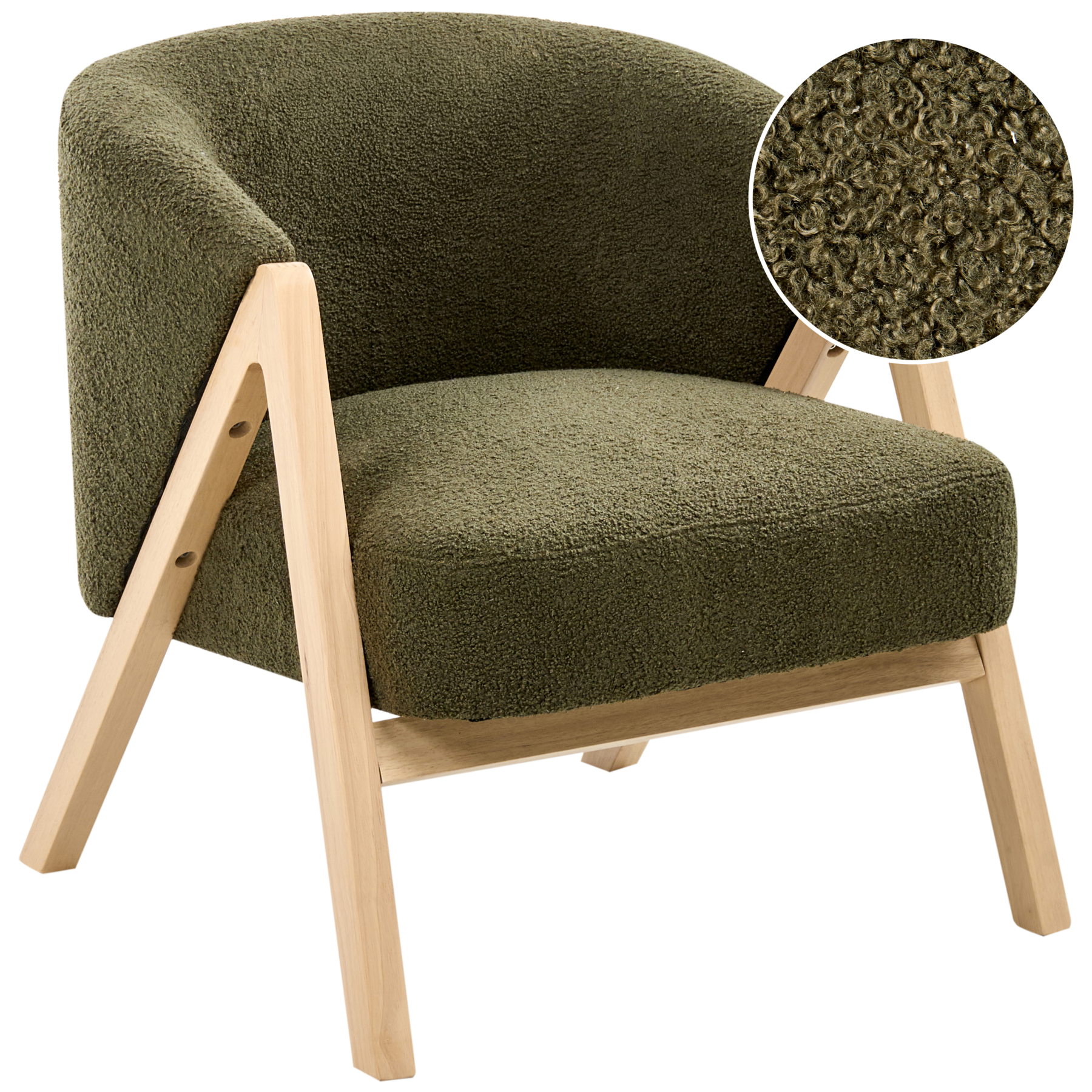 MERAVELLE Boucle Fabric Armchair - Dark Green
