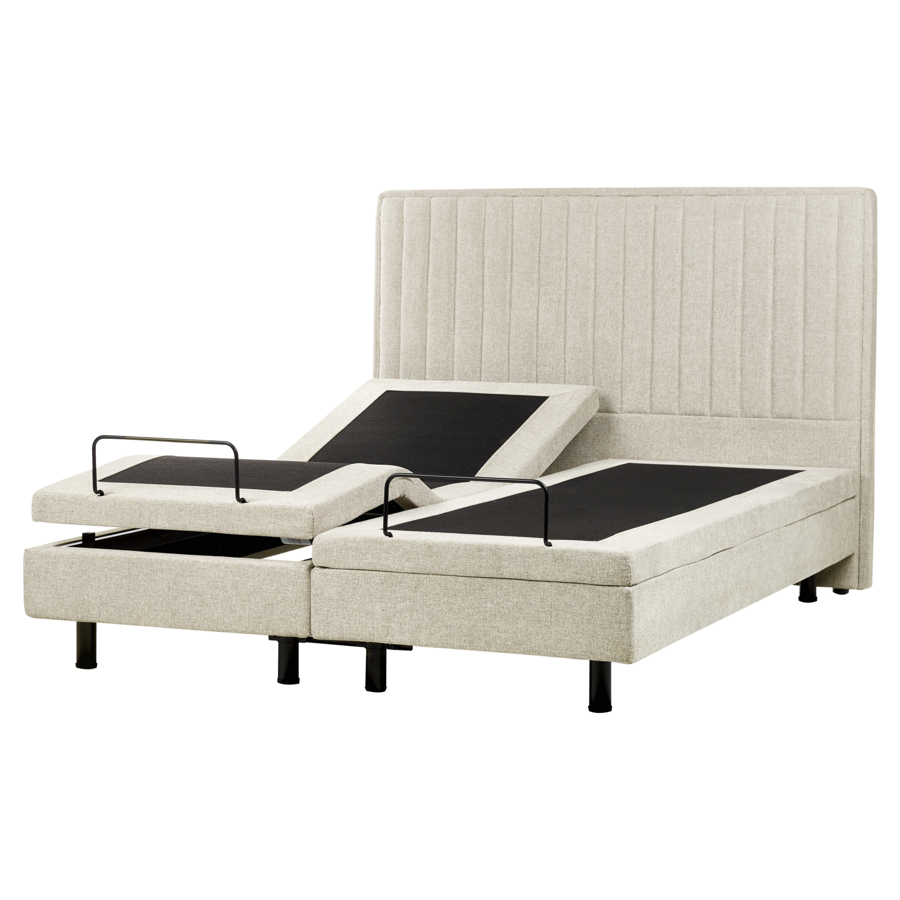 DEKU King Size Fabric Adjustable Bed - Beige