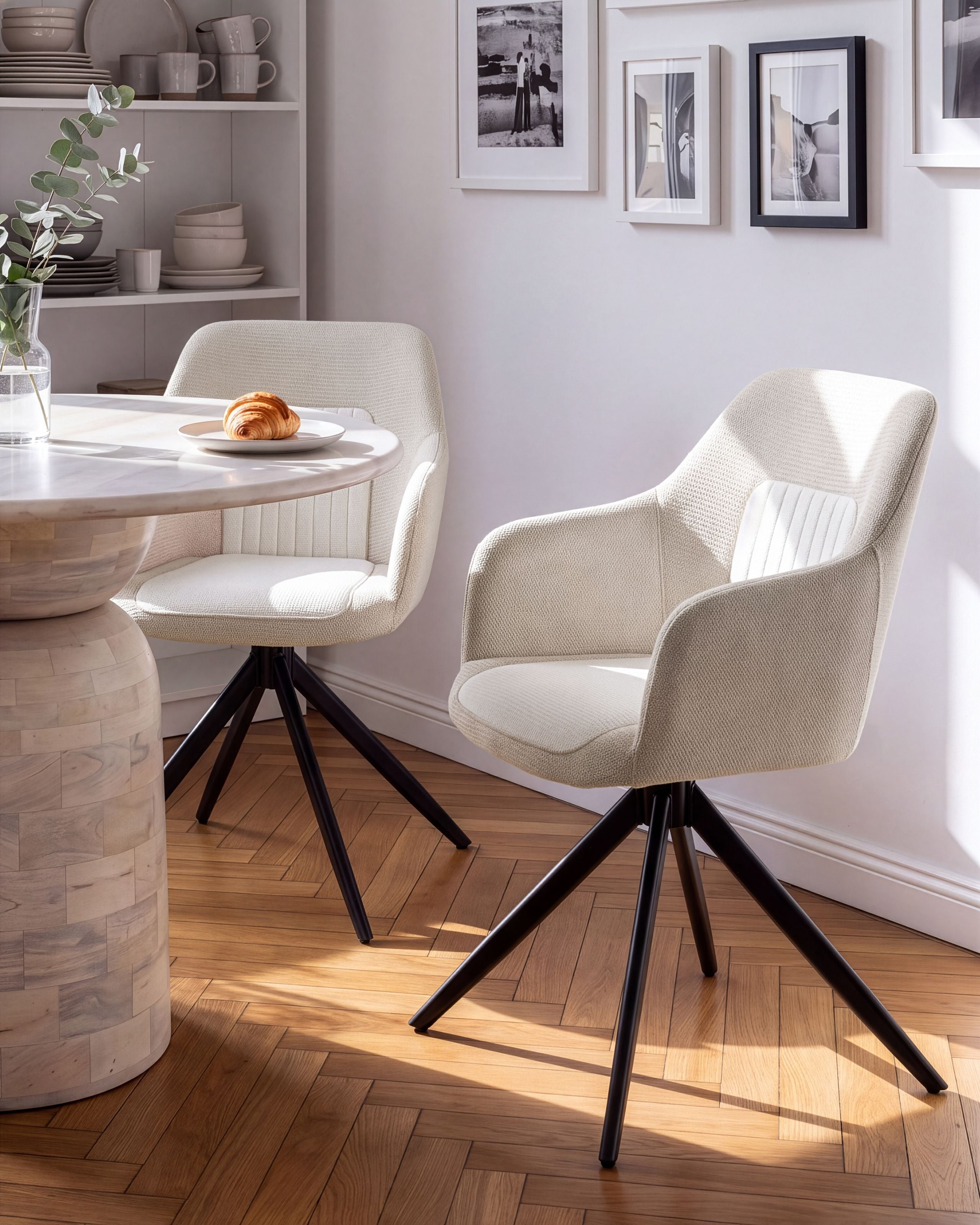 DATAXI Fabric Dining Chairs Set of 2 - Light Beige