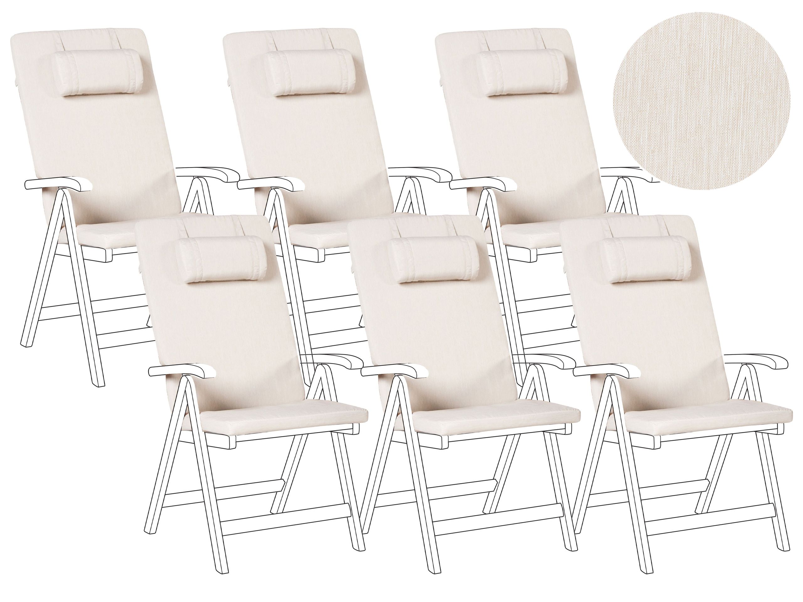 BREEZ Set of 6 Garden Back Seat Cushions - Light Beige