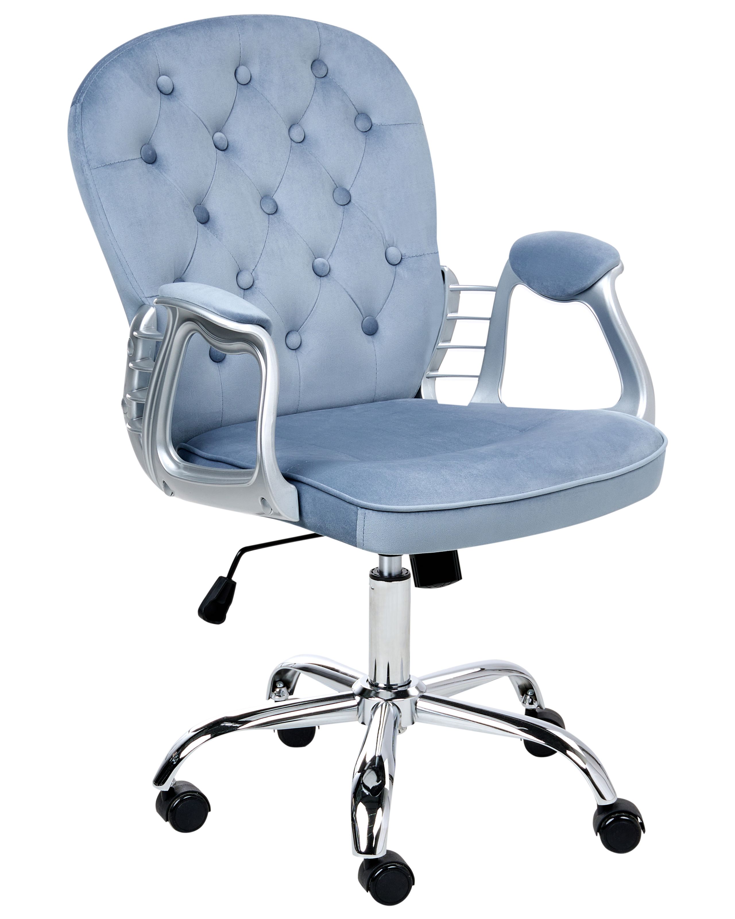 PRINECSS Desk Chair Swivel Velvet Light Blue