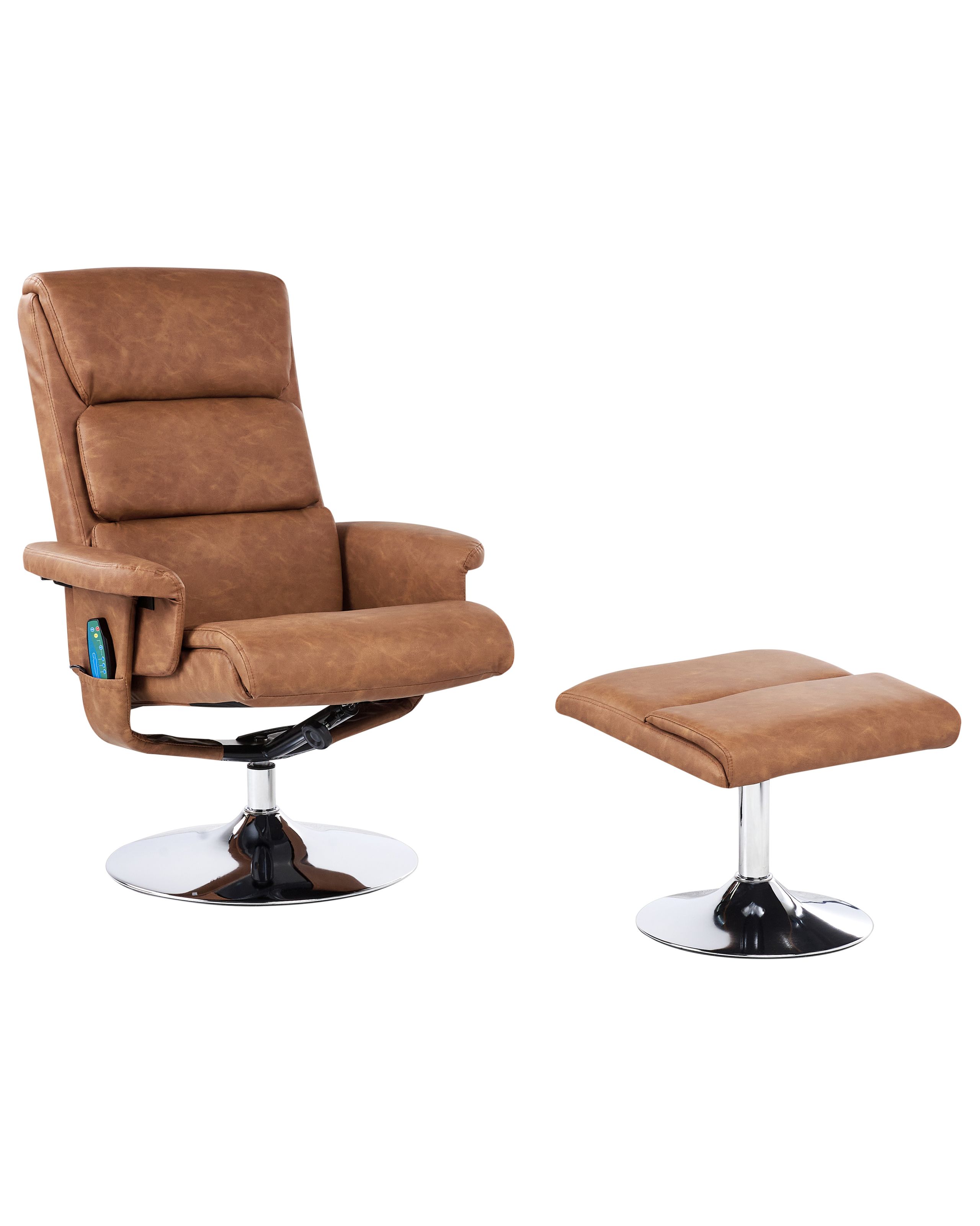 Recliner Chair LEGEND with Footstool Faux Leather Brown