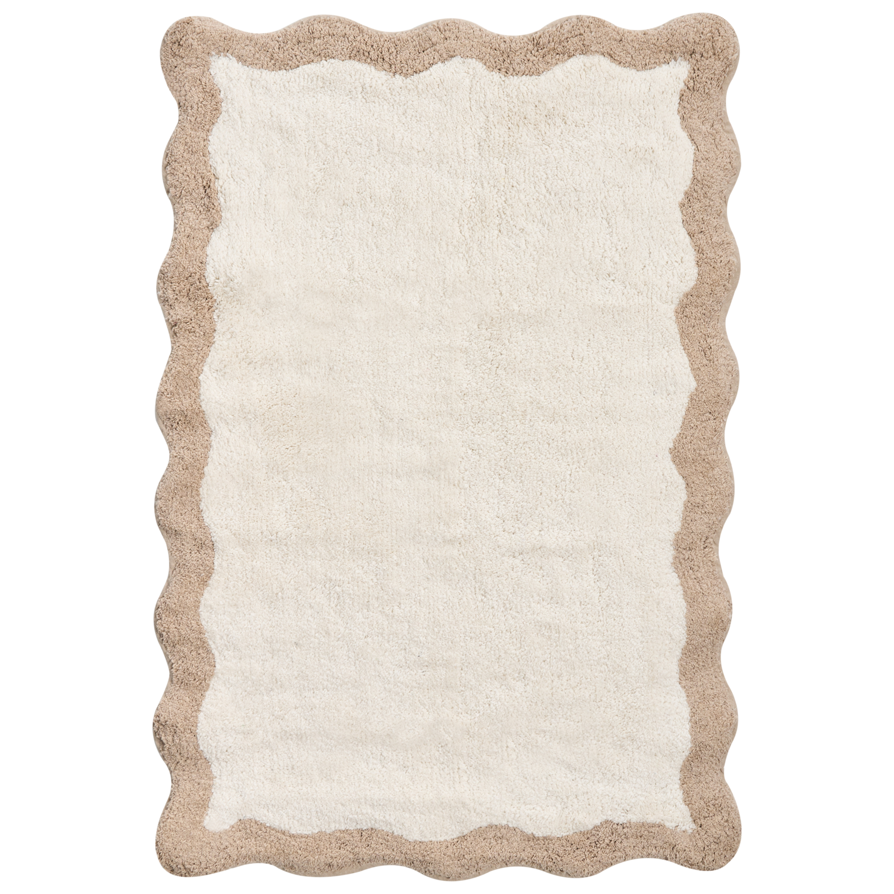 SERNADINE Cotton Bath Mat Beige with Brown - 60 x 90 cm