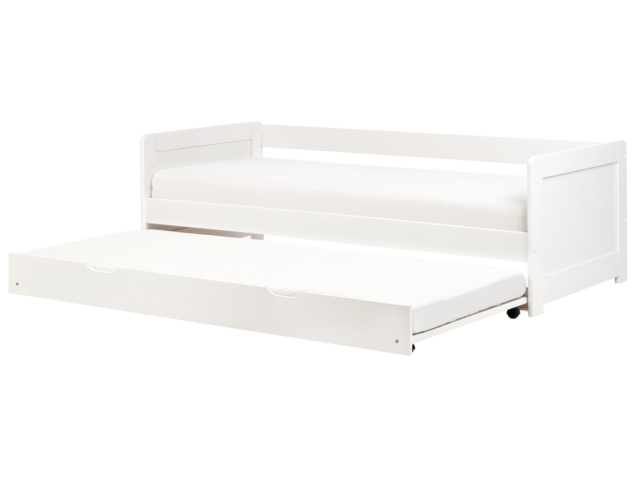 GRETA Trundle Bedframe Wood 90 x 200cm EU Single Bed White