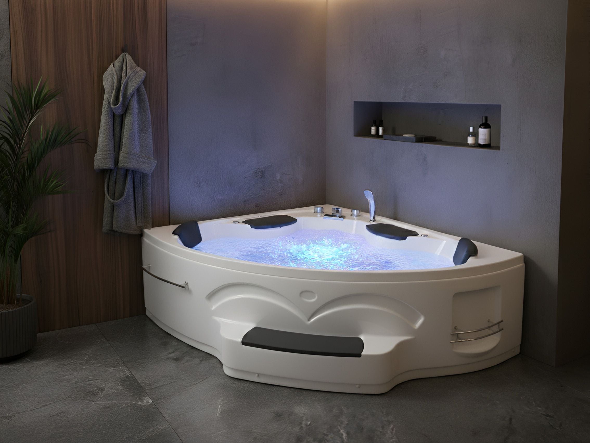 GRAVION Corner Bath & Hot Tub - White