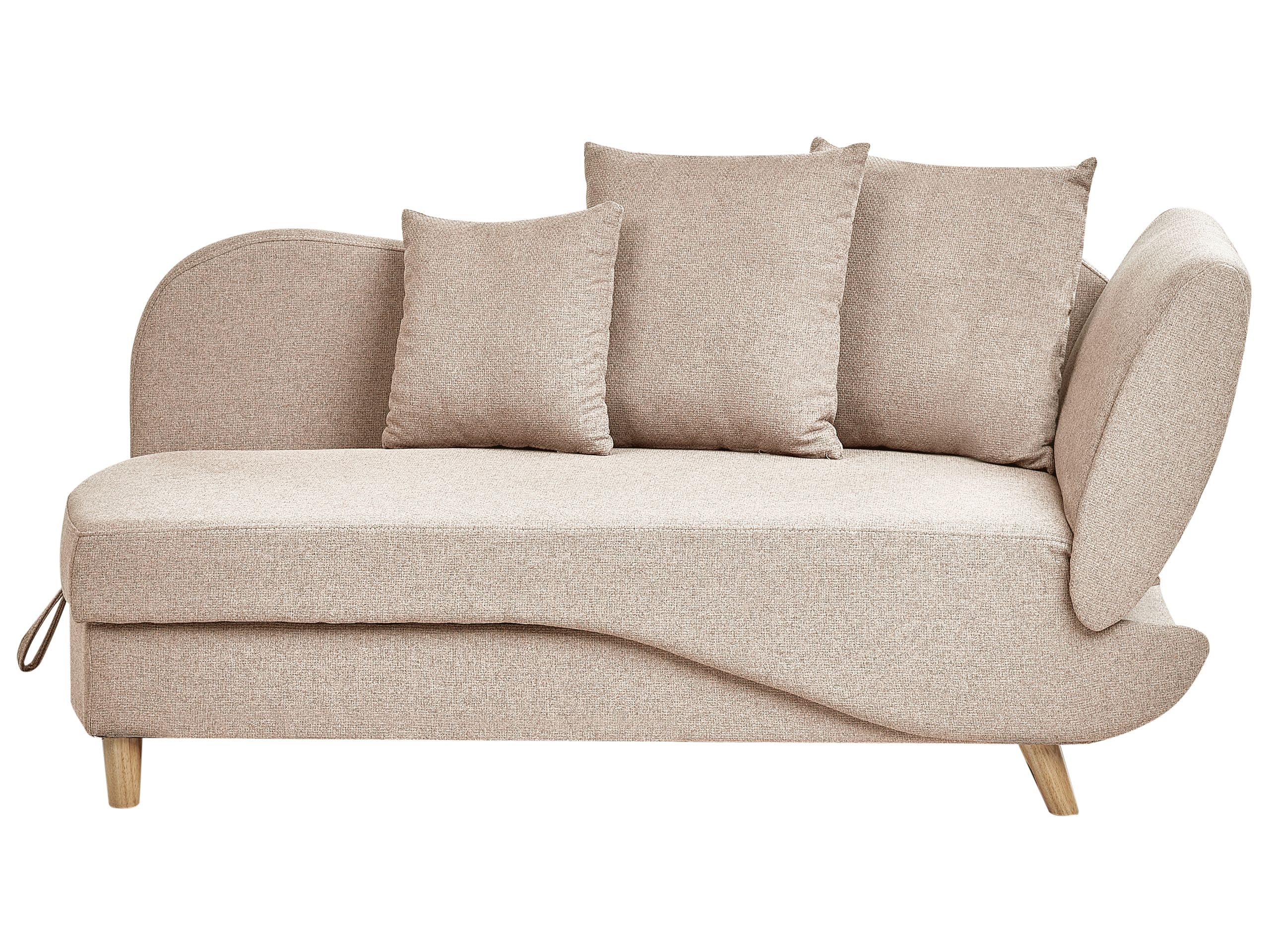 Right Hand Fabric Chaise Lounge with Storage Light Brown MERI II