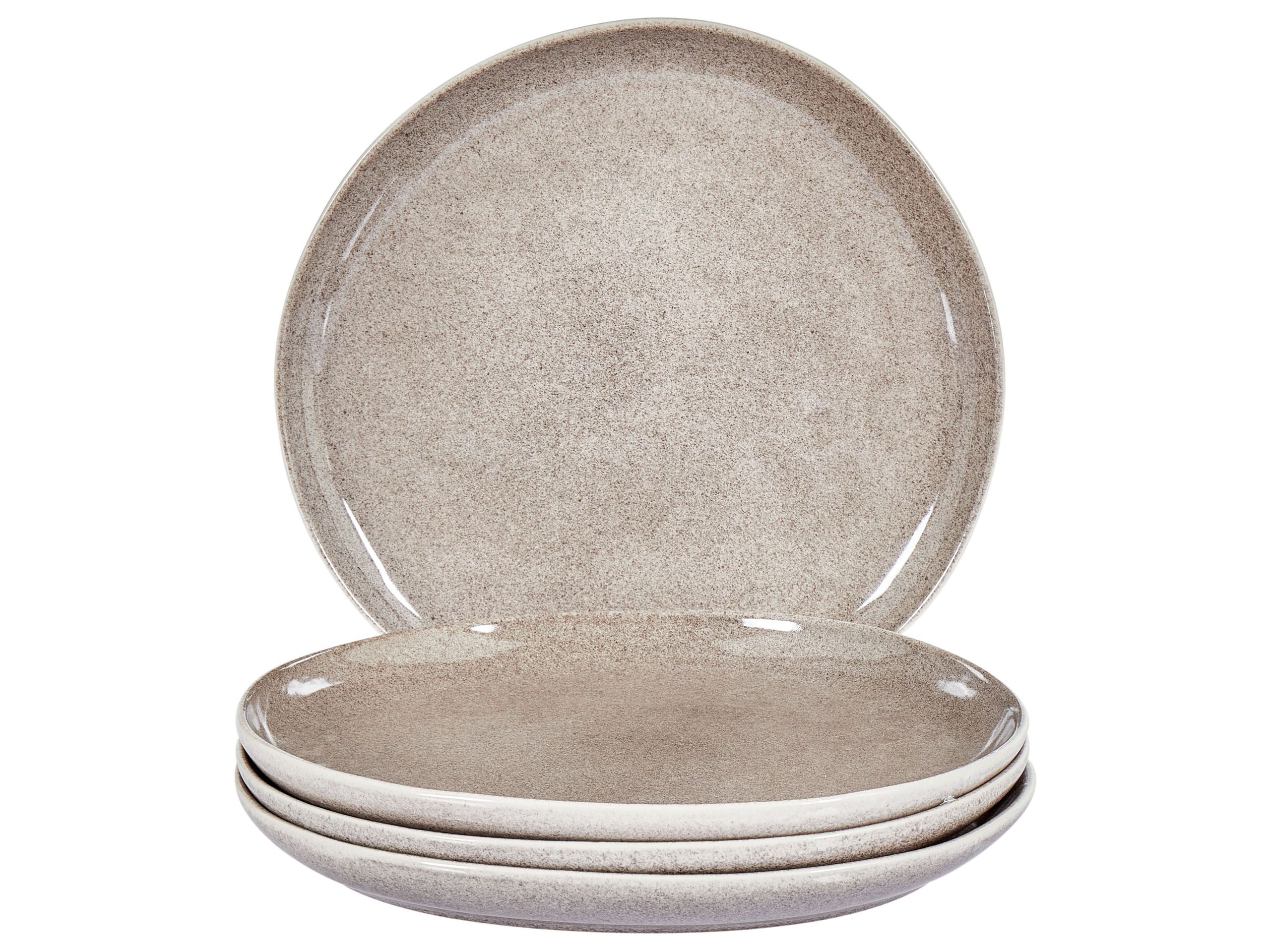Set of 4 Dinner Plates COSTMARY Stoneware Grey