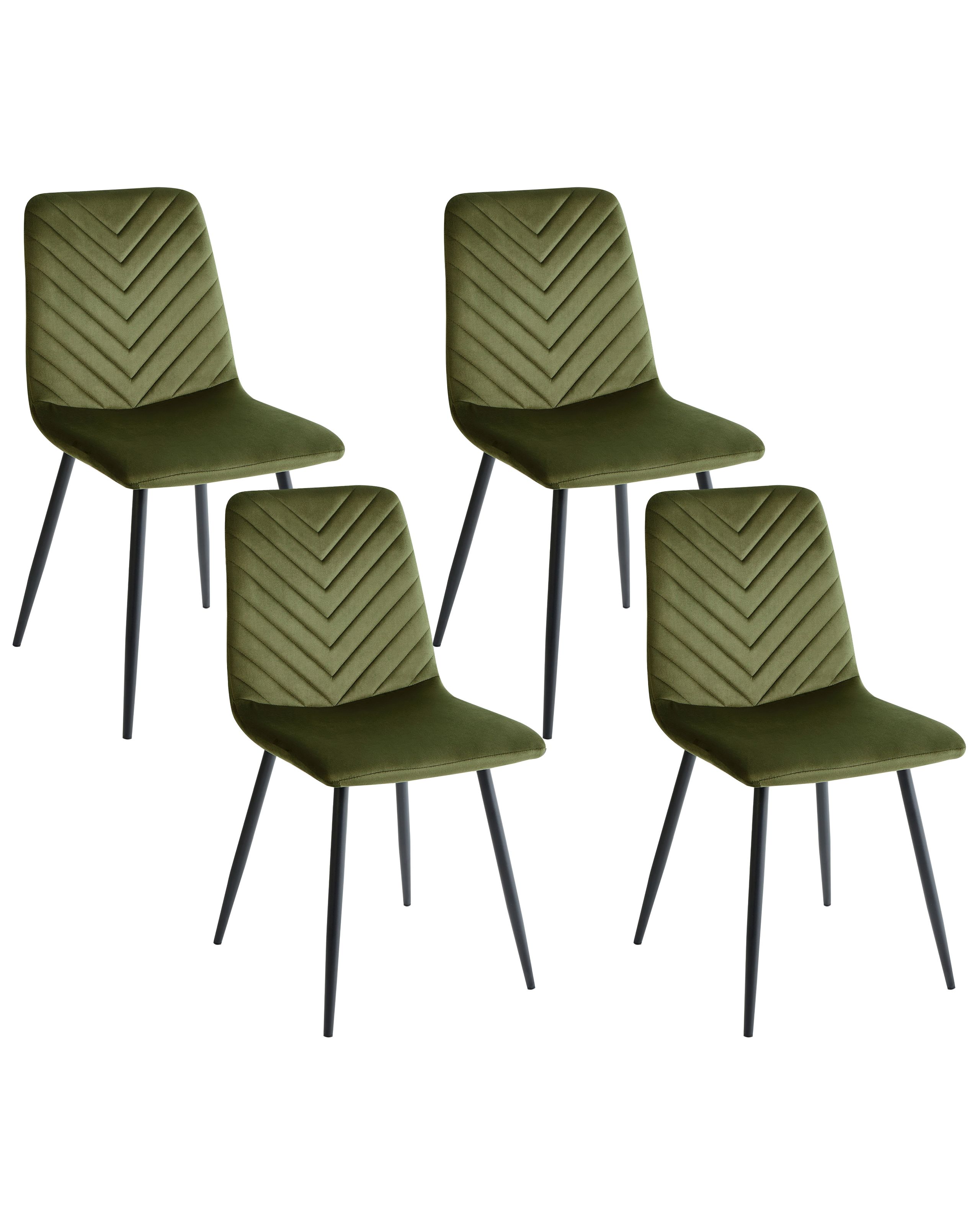 Set of 4 Dining Chairs HAVRE Velvet Olive Green