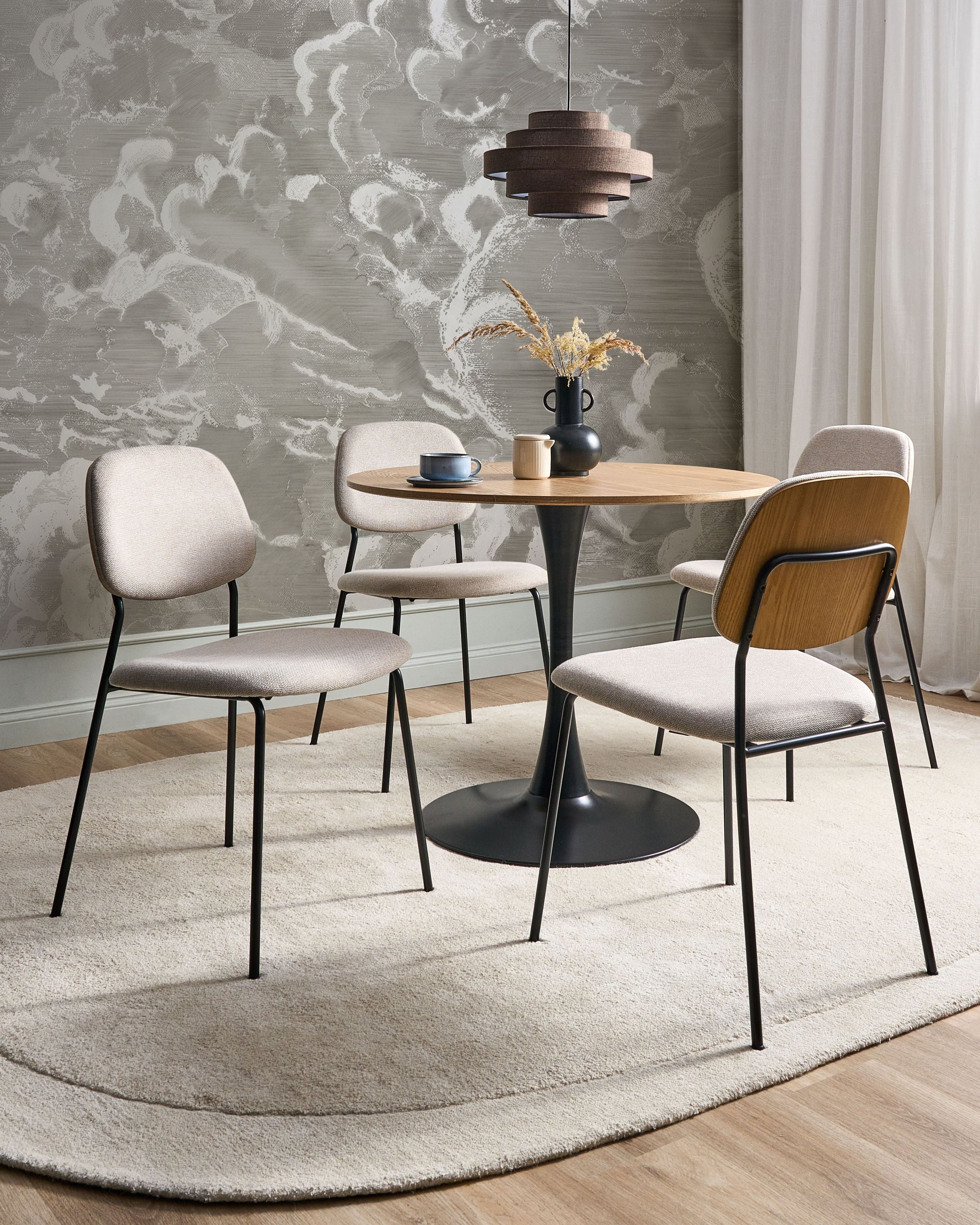 ARLINGTON Fabric Dining Chairs Set of 4 - Light Beige
