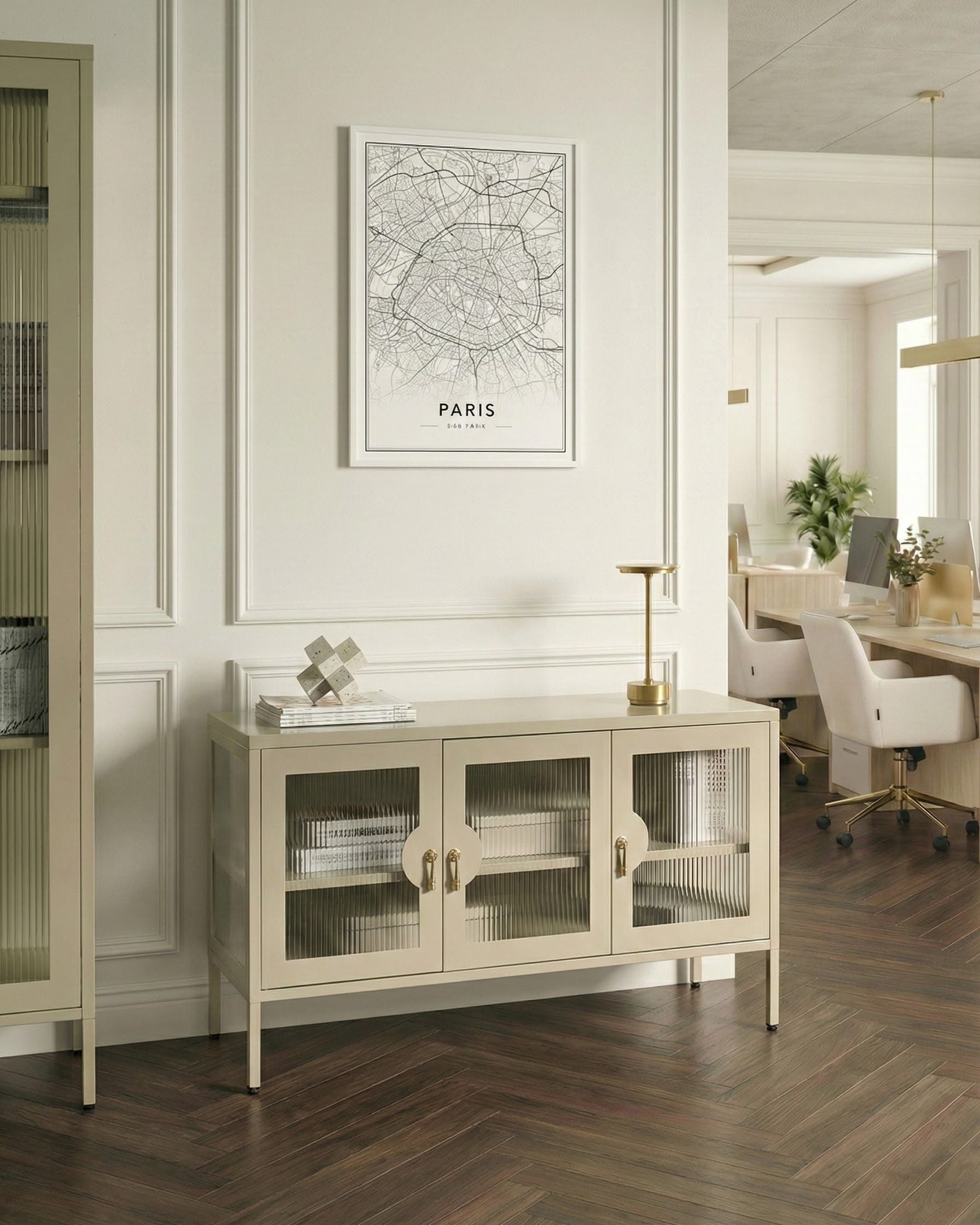 KAGEXI 3 Door Sideboard - Light Beige