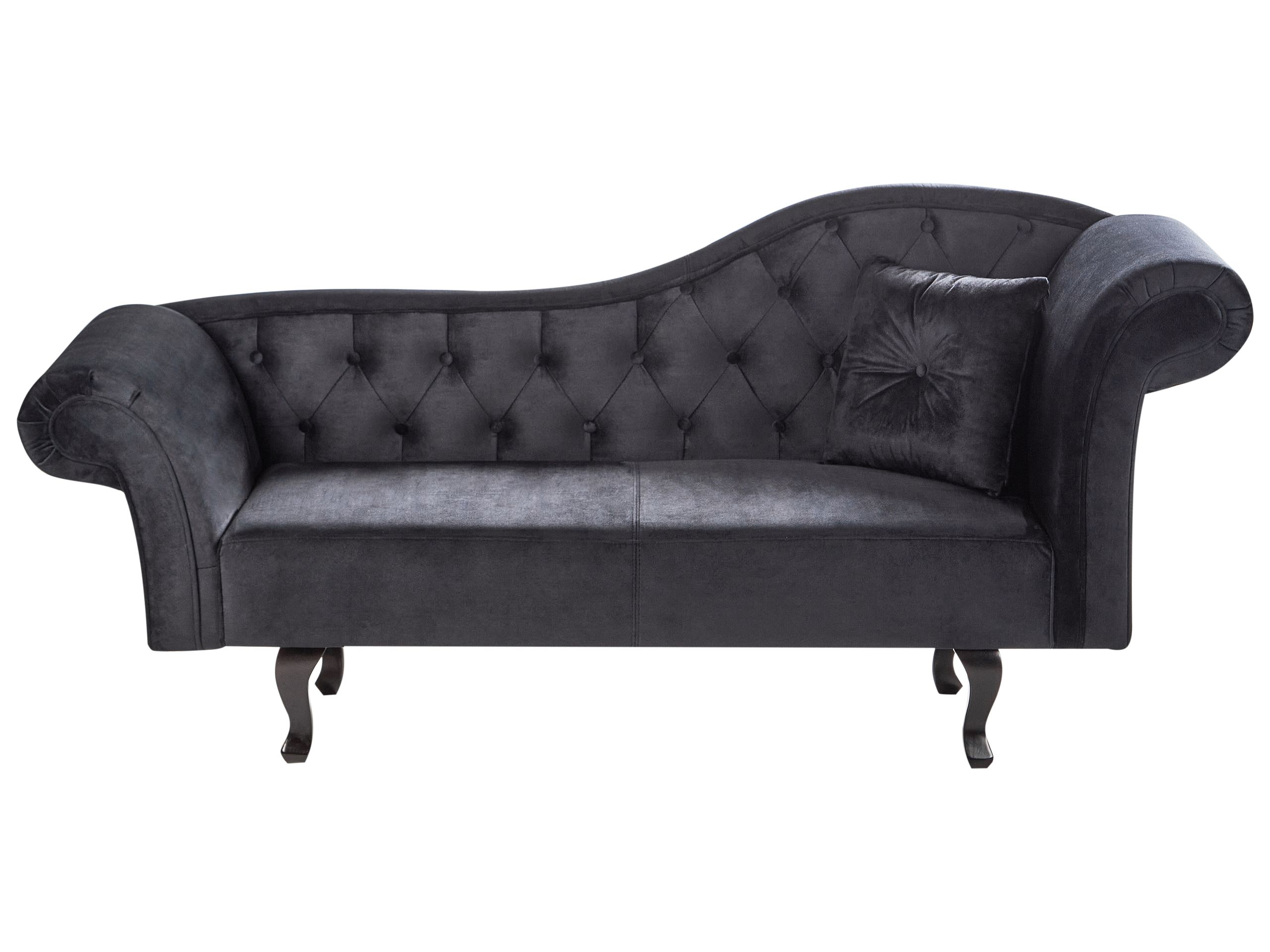 Right Hand Velvet Chaise Lounge Black LATTES II