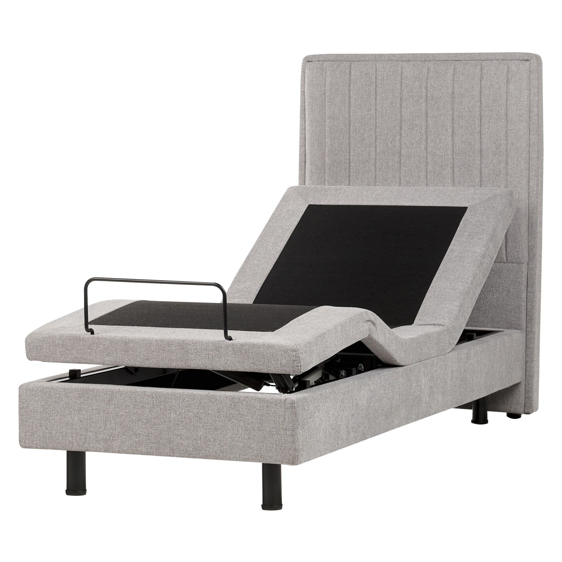 DEKU Small Single Fabric Adjustable Bed - Light Grey