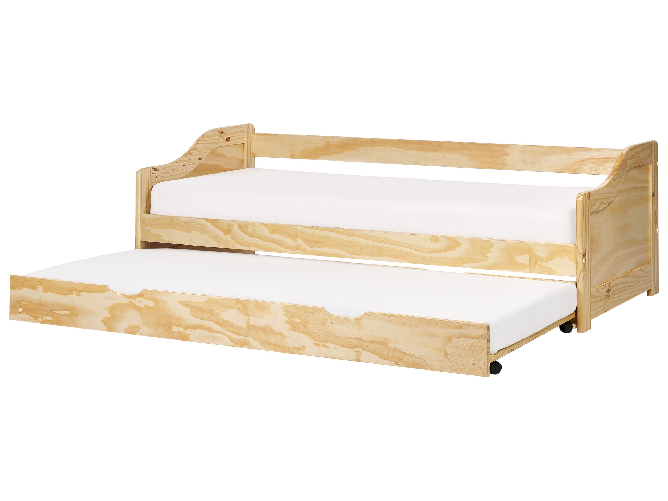 LENER Trundle Bedframe Wood 90 x 200cm EU Single Bed Light Wood