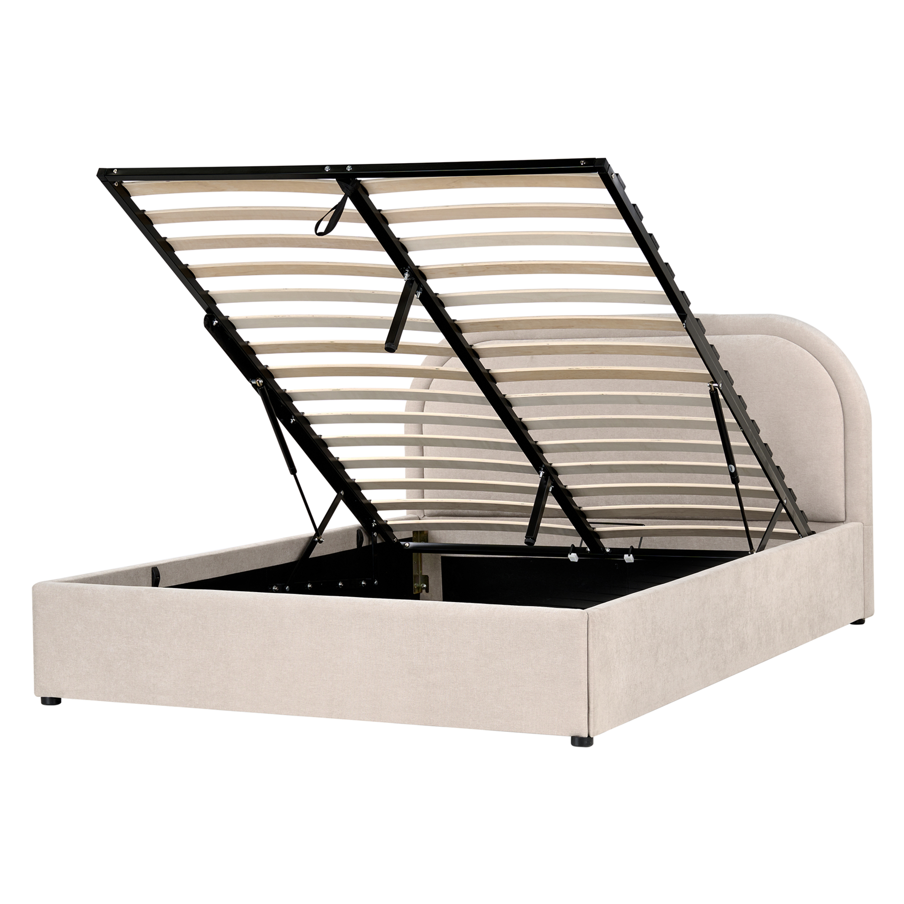 DUILLEN Double Fabric Ottoman Storage Bedframe - Light Beige