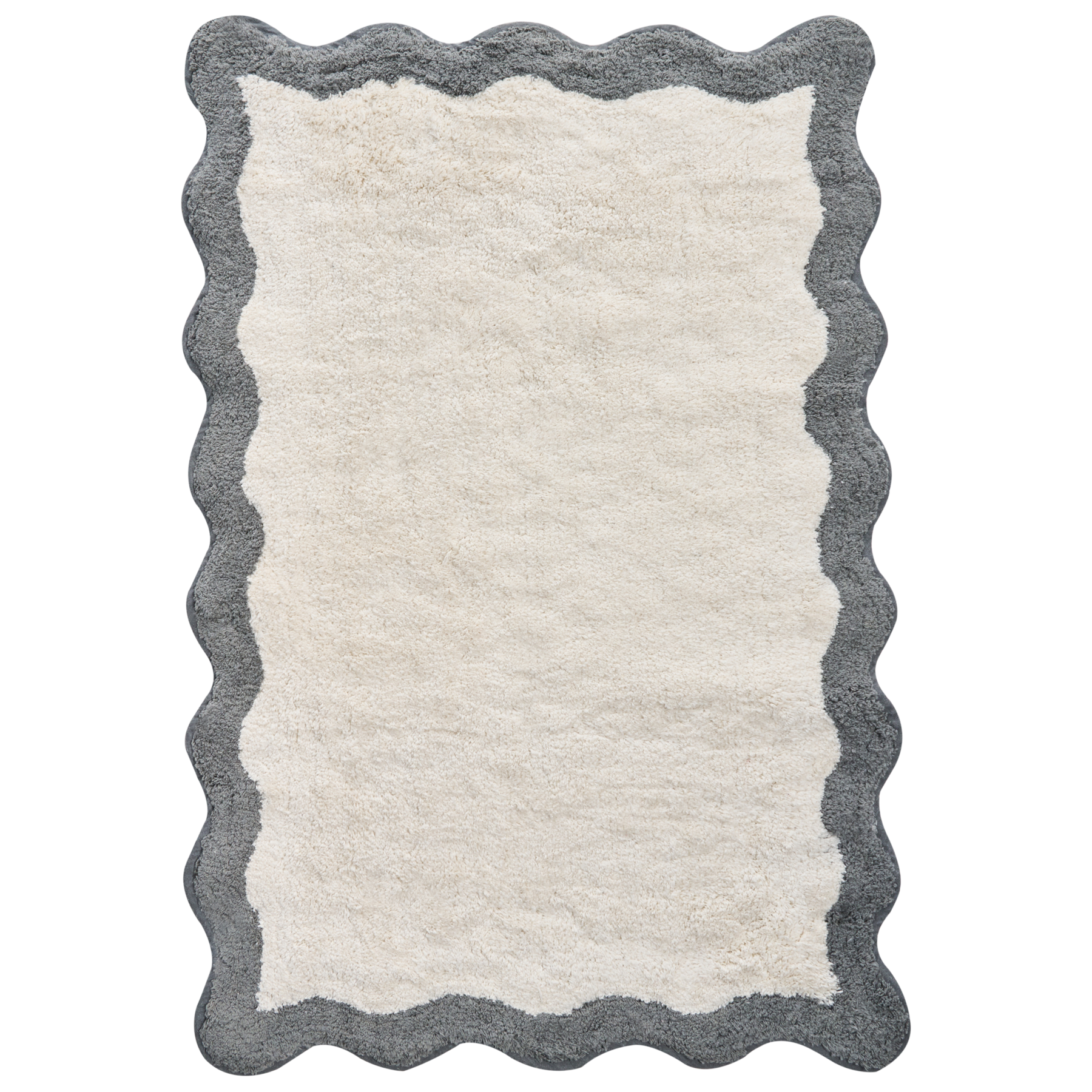 SERNADINE Cotton Bath Mat - Grey with Beige