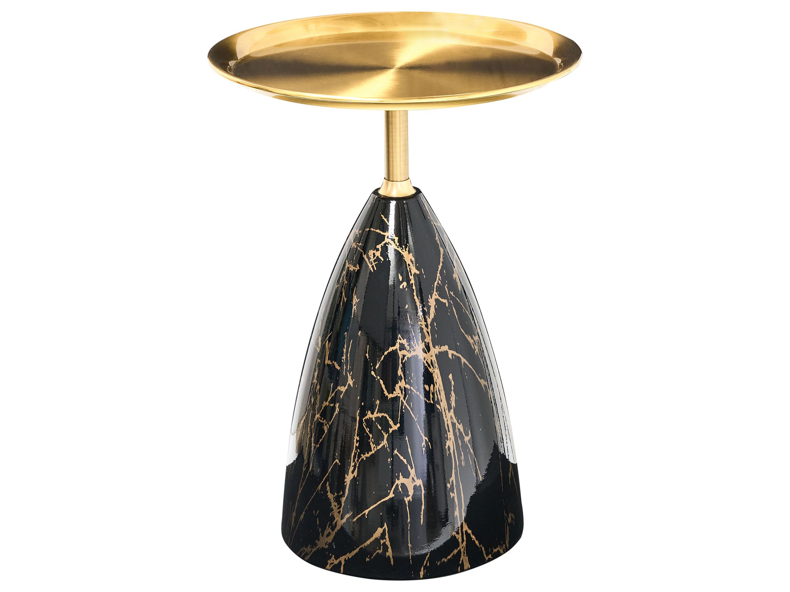 CRESTBOURNE Side Table Metal Marble Effect - Gold