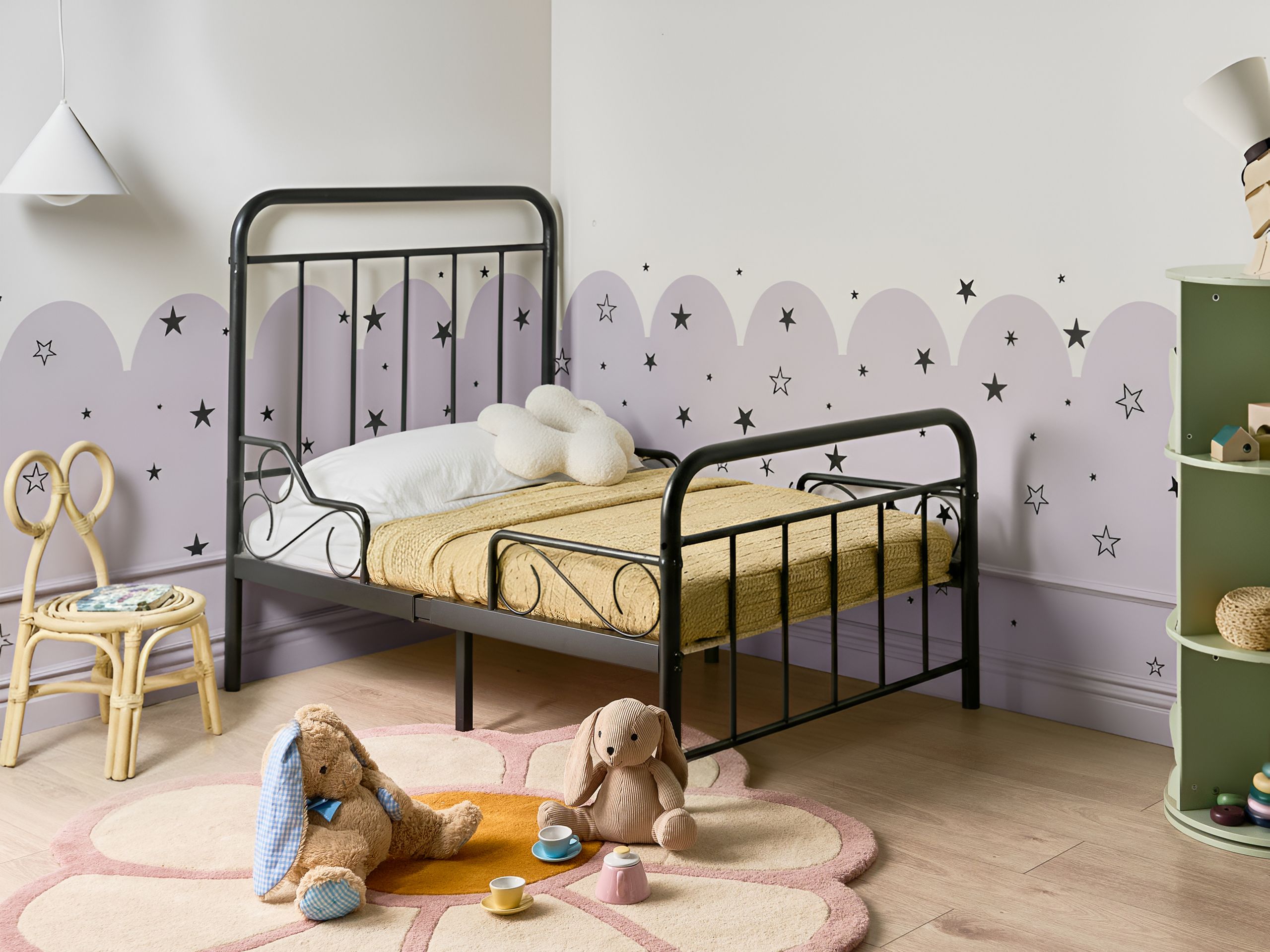 HAGEXI EU Single Extendable Metal kids Bed - Black