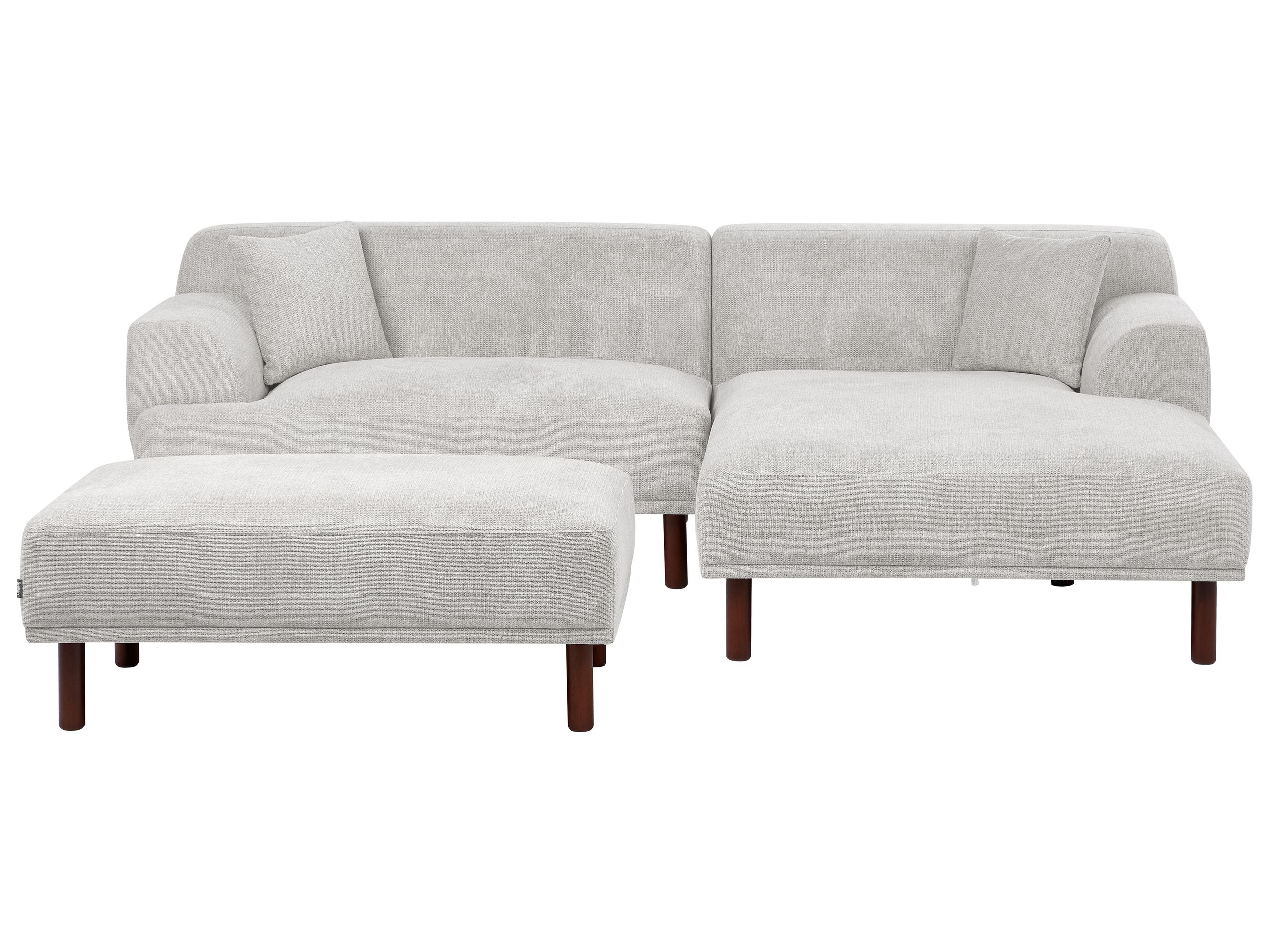 Left Hand Fabric Corner Sofa with Ottoman Light Grey HOLT