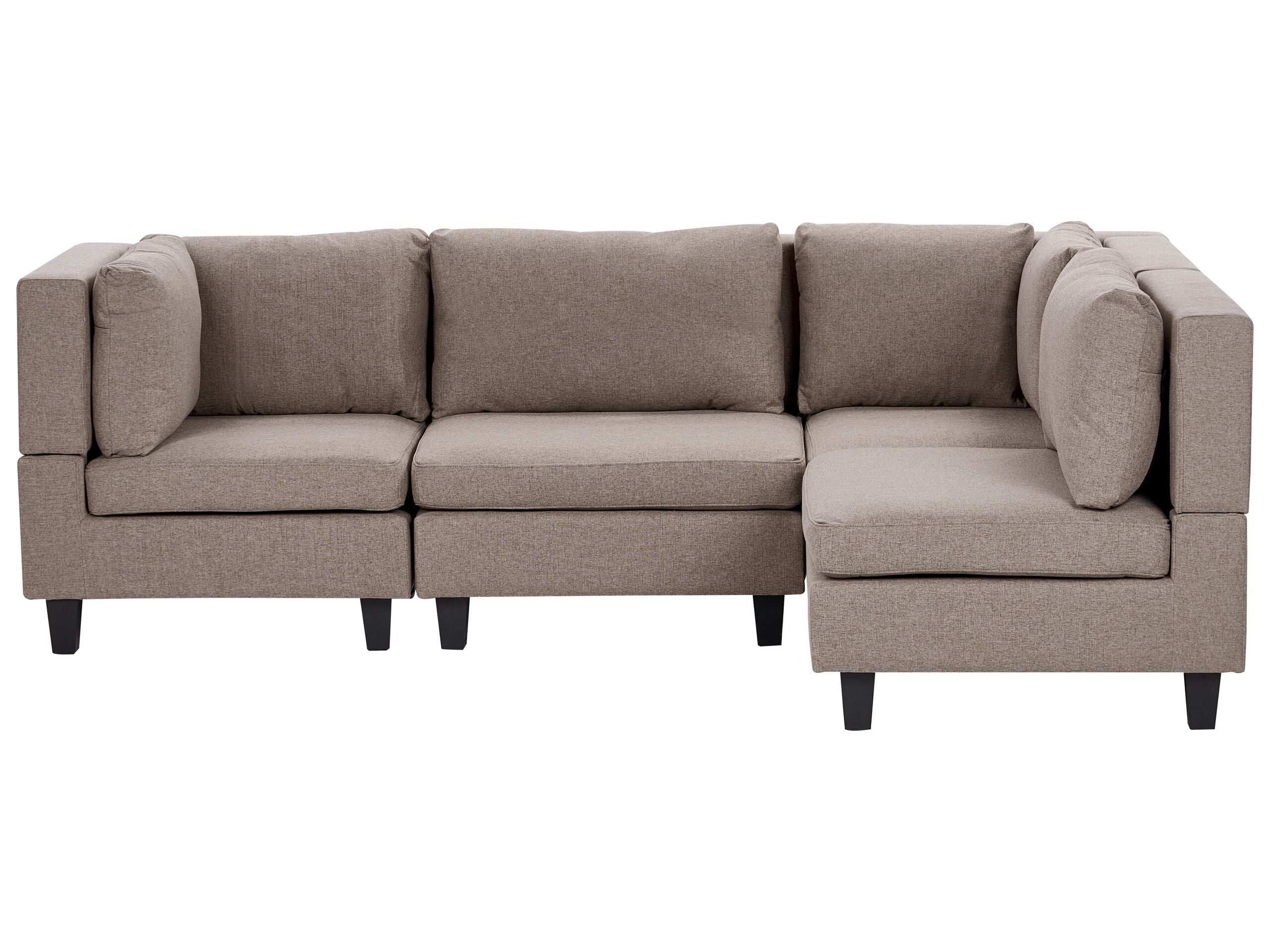 4 Seater Left Hand Modular Fabric Corner Sofa Brown UNSTAD
