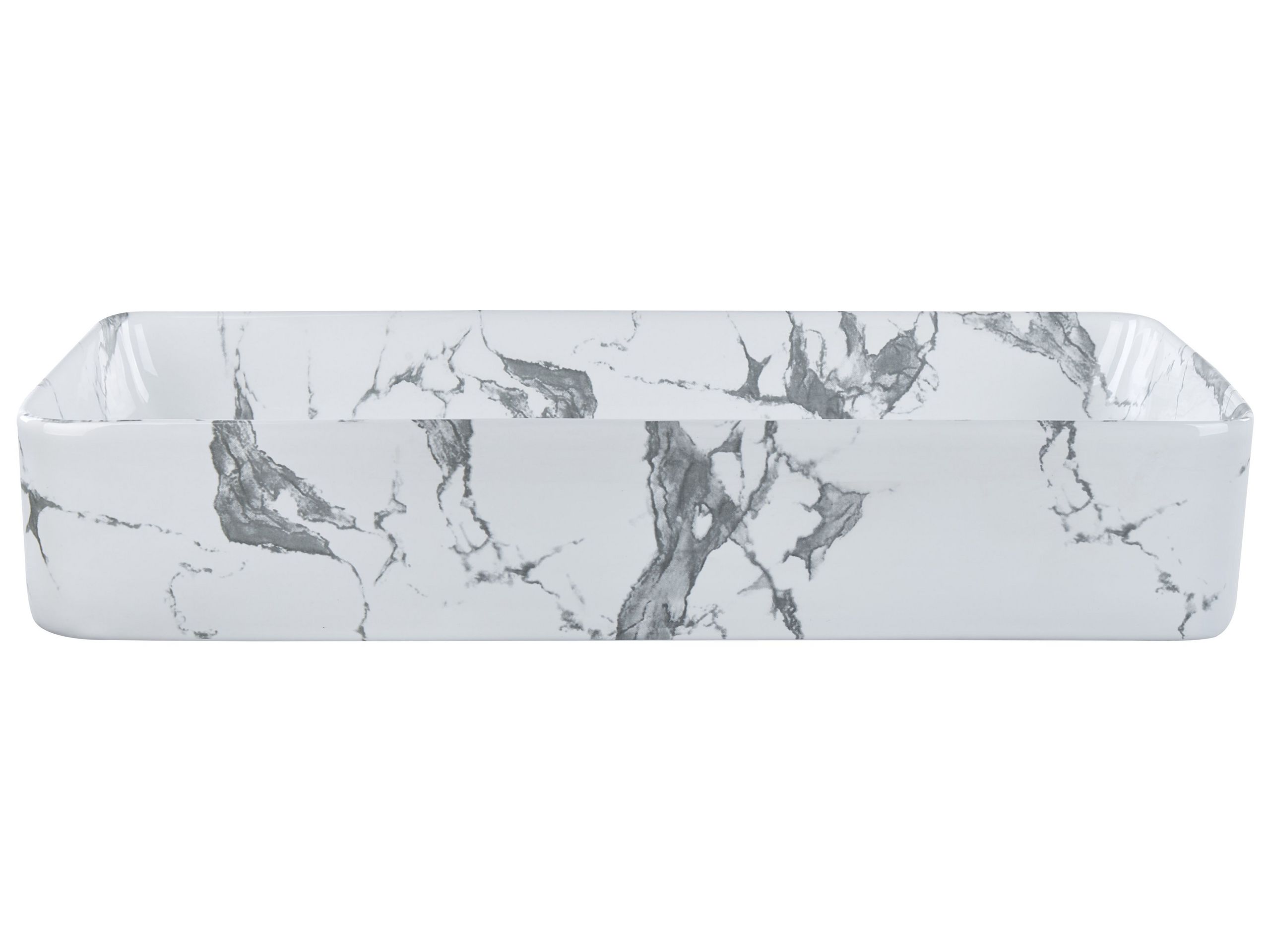 Ceramic Countertop Basin Marble Effect 620 x 350 mm Black IPALA