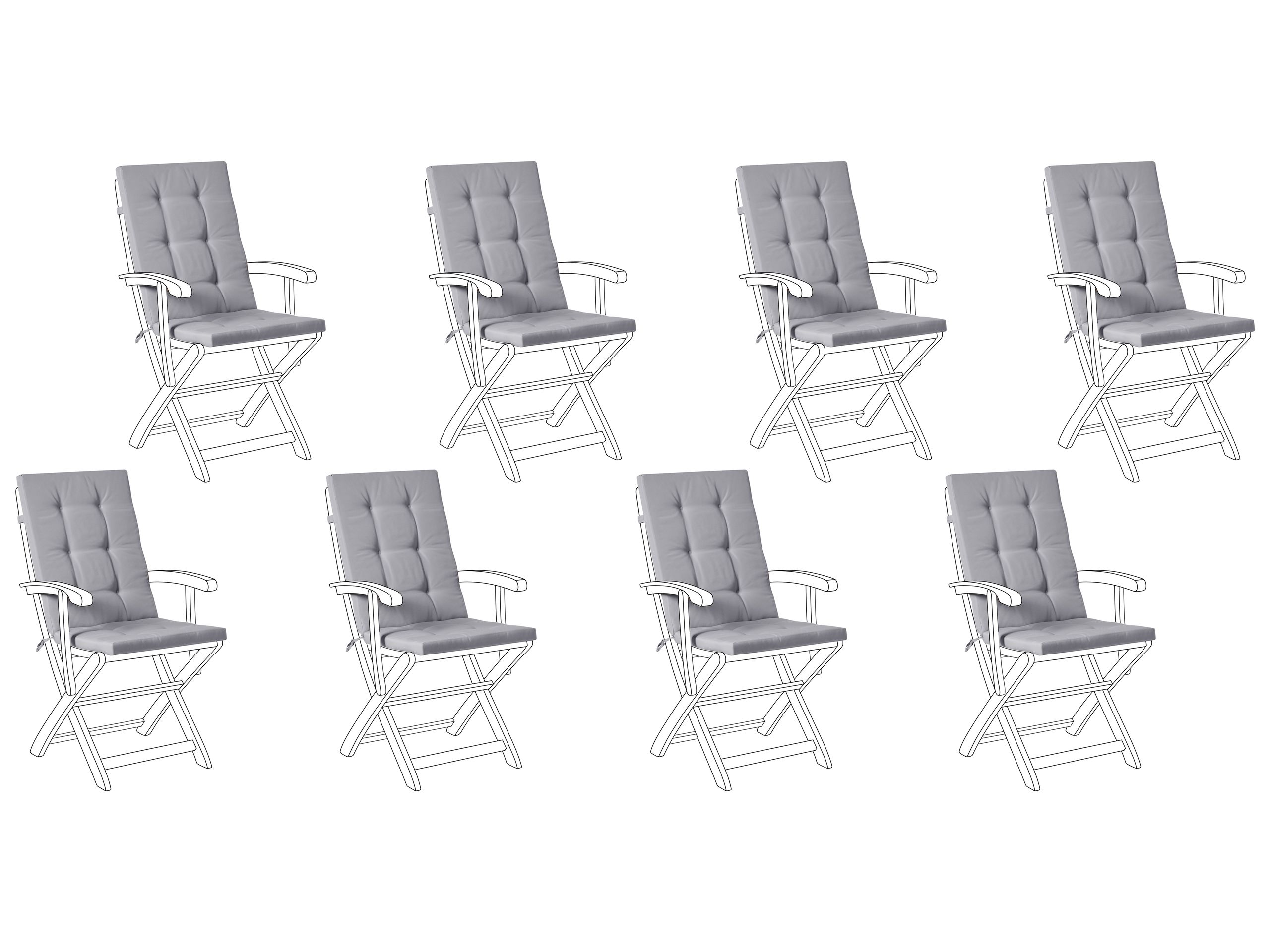 APLOR Set of 8 Garden Back Seat Cushions - Light Grey