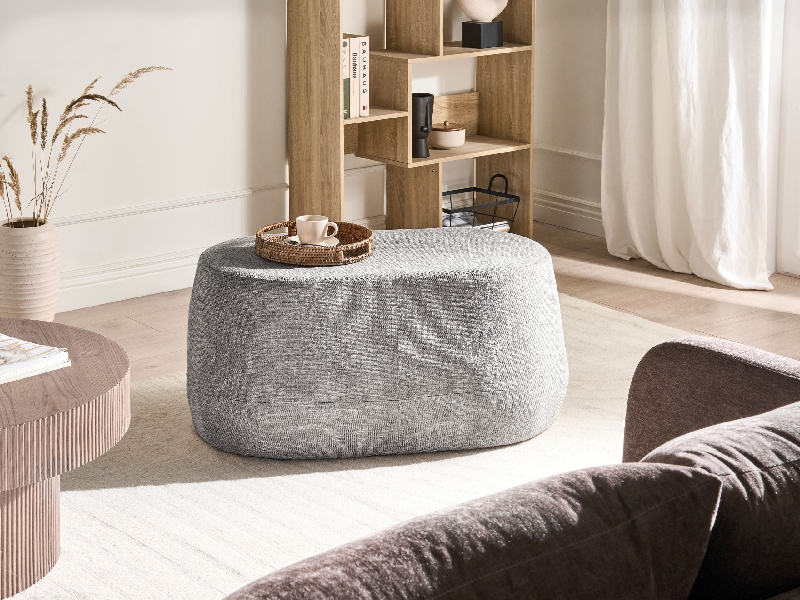 BOFARO Fabric Ottoman Bench - Light Grey