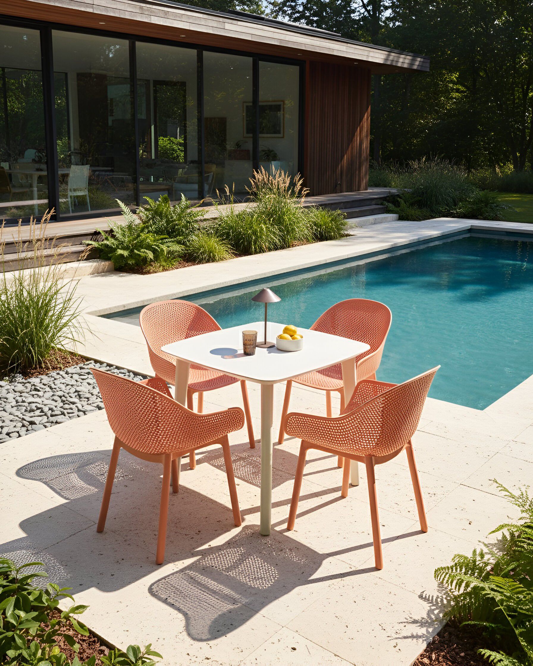 DEHIVO Garden Chairs Set of 4 - Coral
