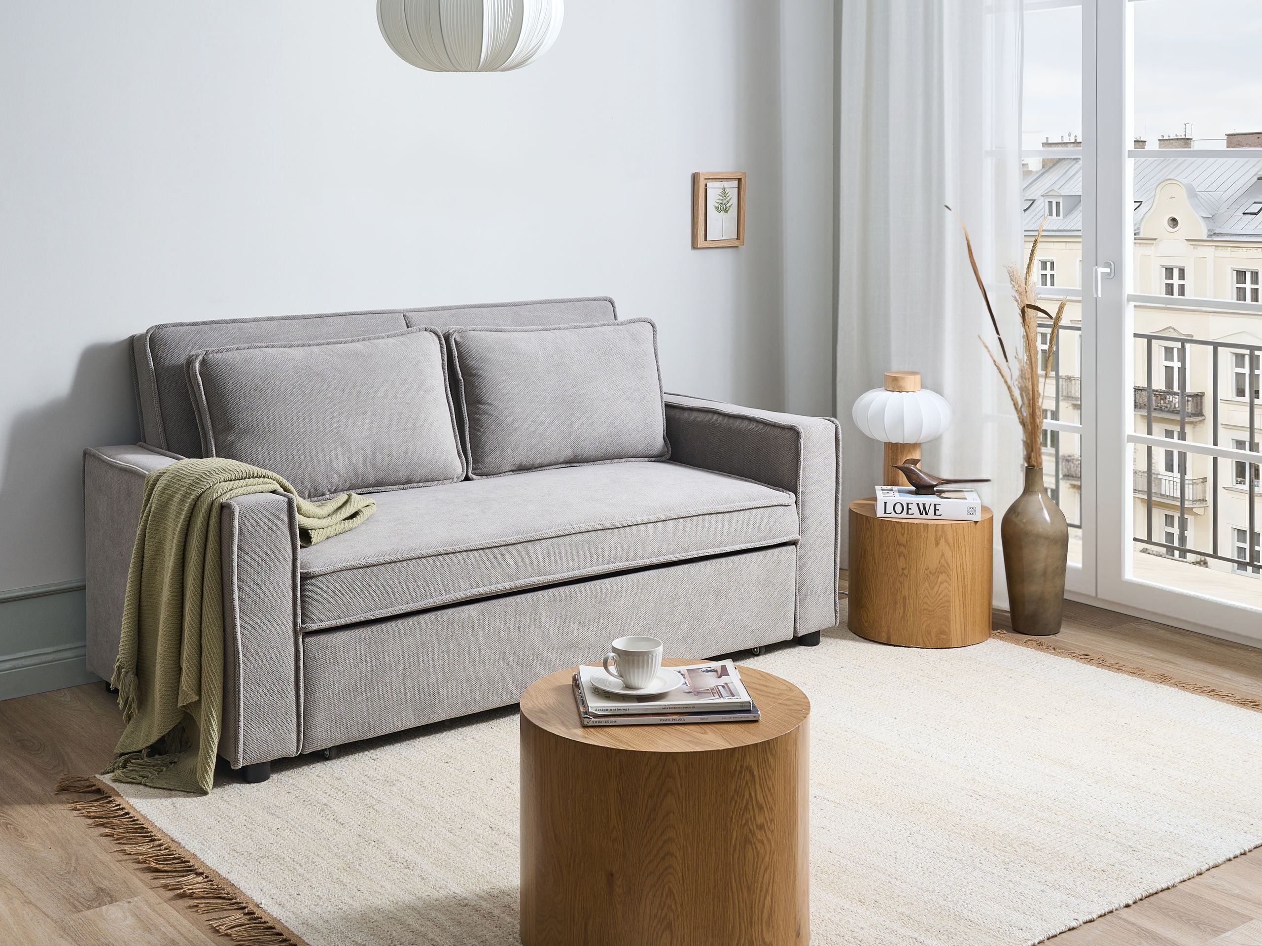BATEMO Fabric 2 Seater Sofa Bed - Grey
