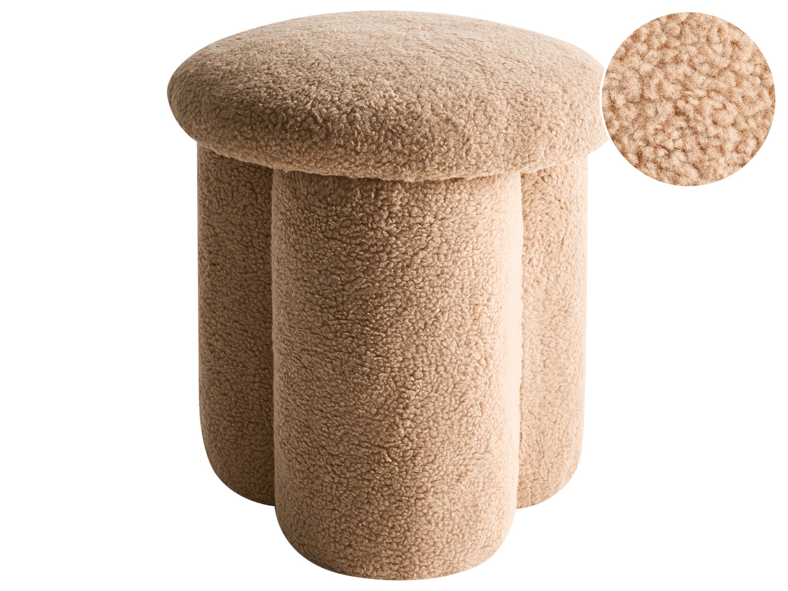 HARNLEIGH Boucle Fabric Footstool - Beige