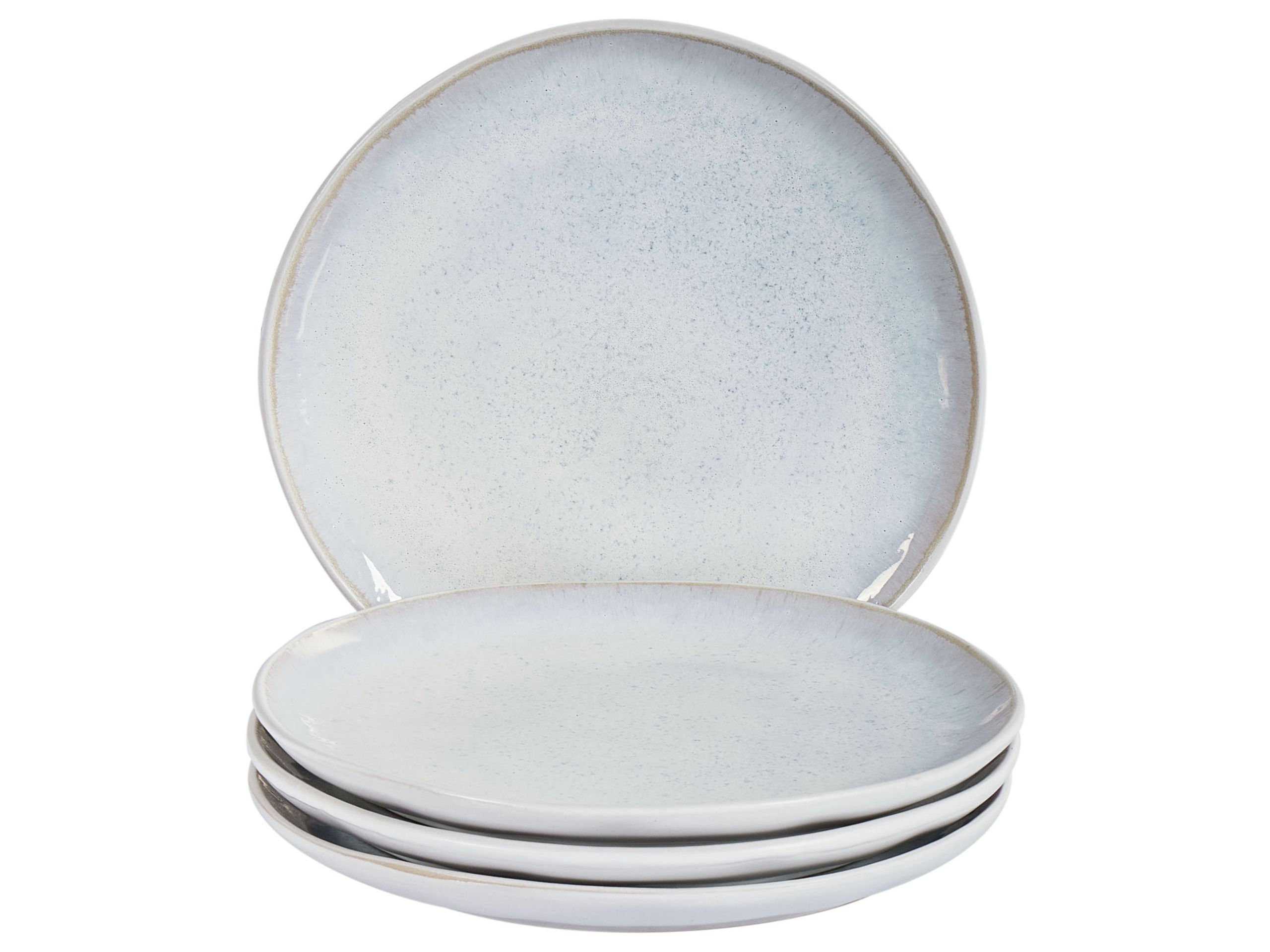 Set of 4 Side Plates SESAME Stoneware Light Grey