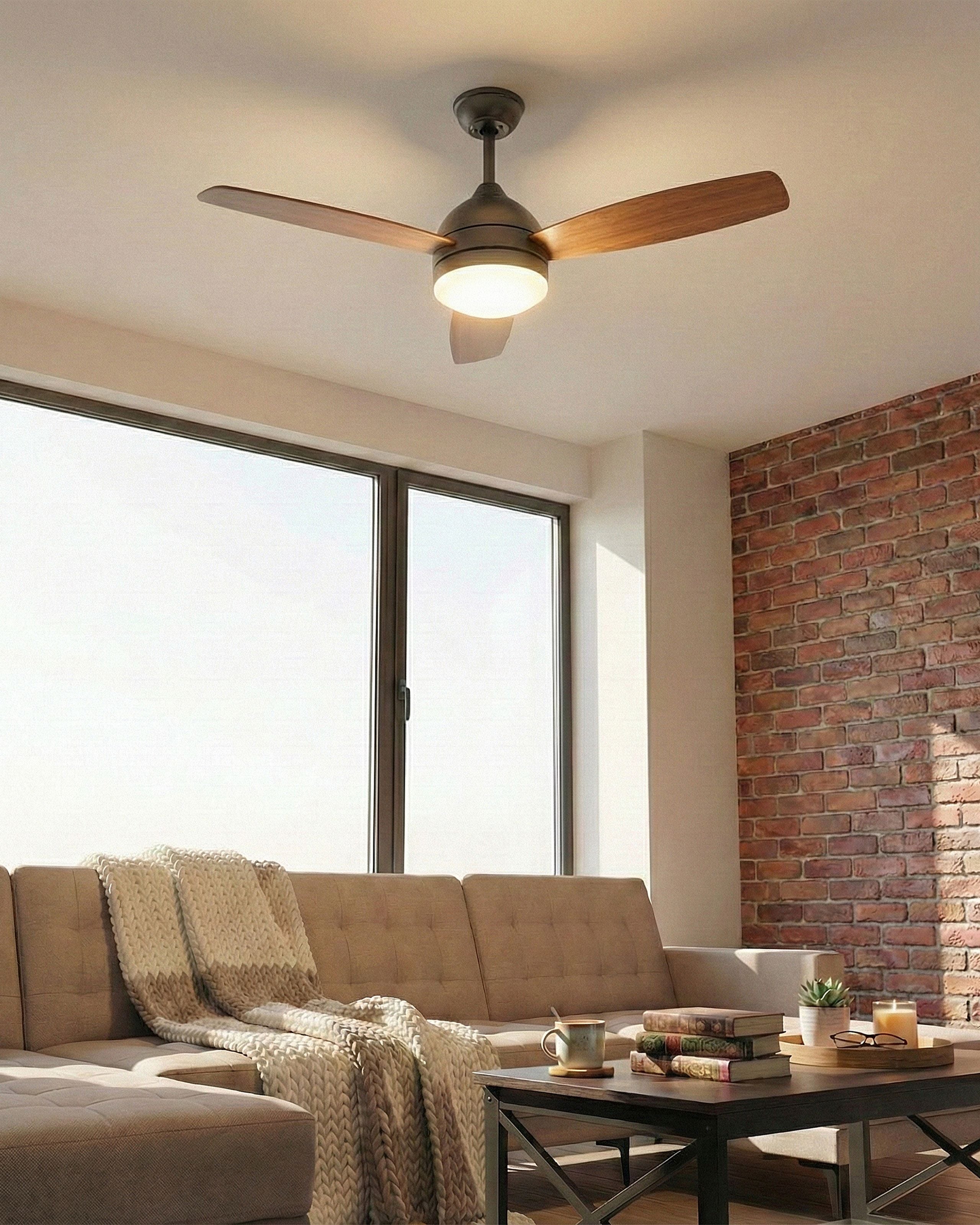 BUPUXI Ceiling Fan with LED Light and Remote -Dark Brown