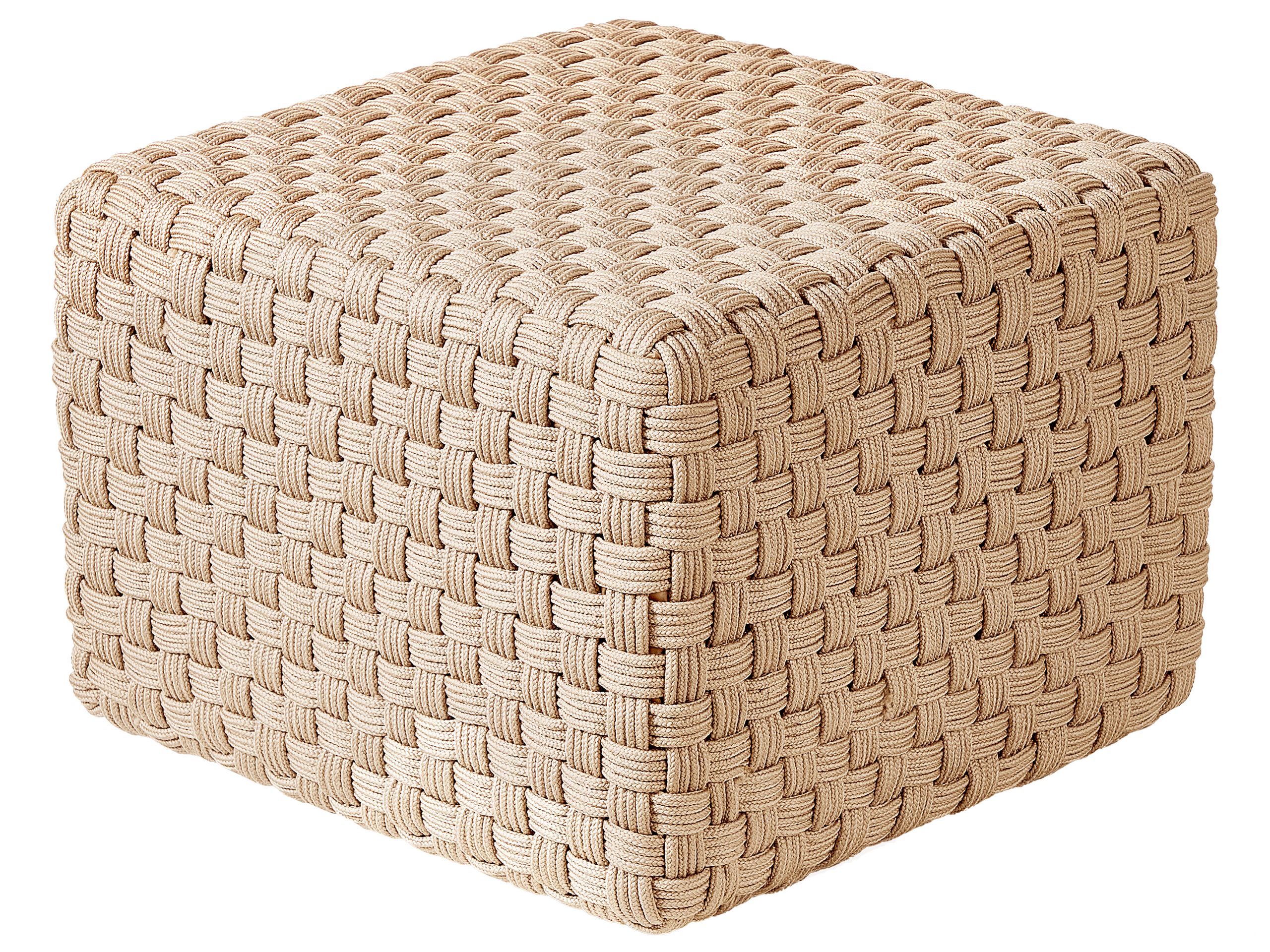 Outdoor Woven Pouffe Light Beige NALLI