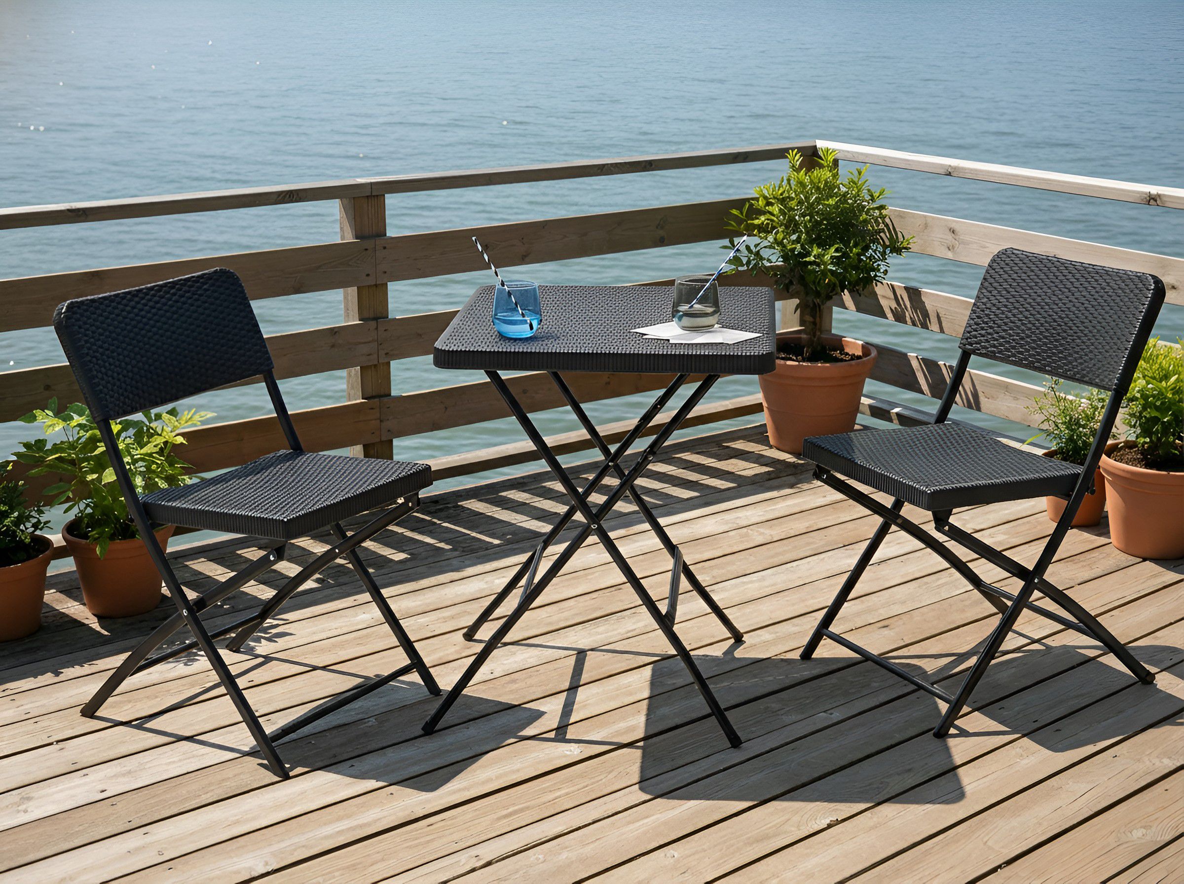 BRELTON Garden Bistro Table and Chair Set - Black