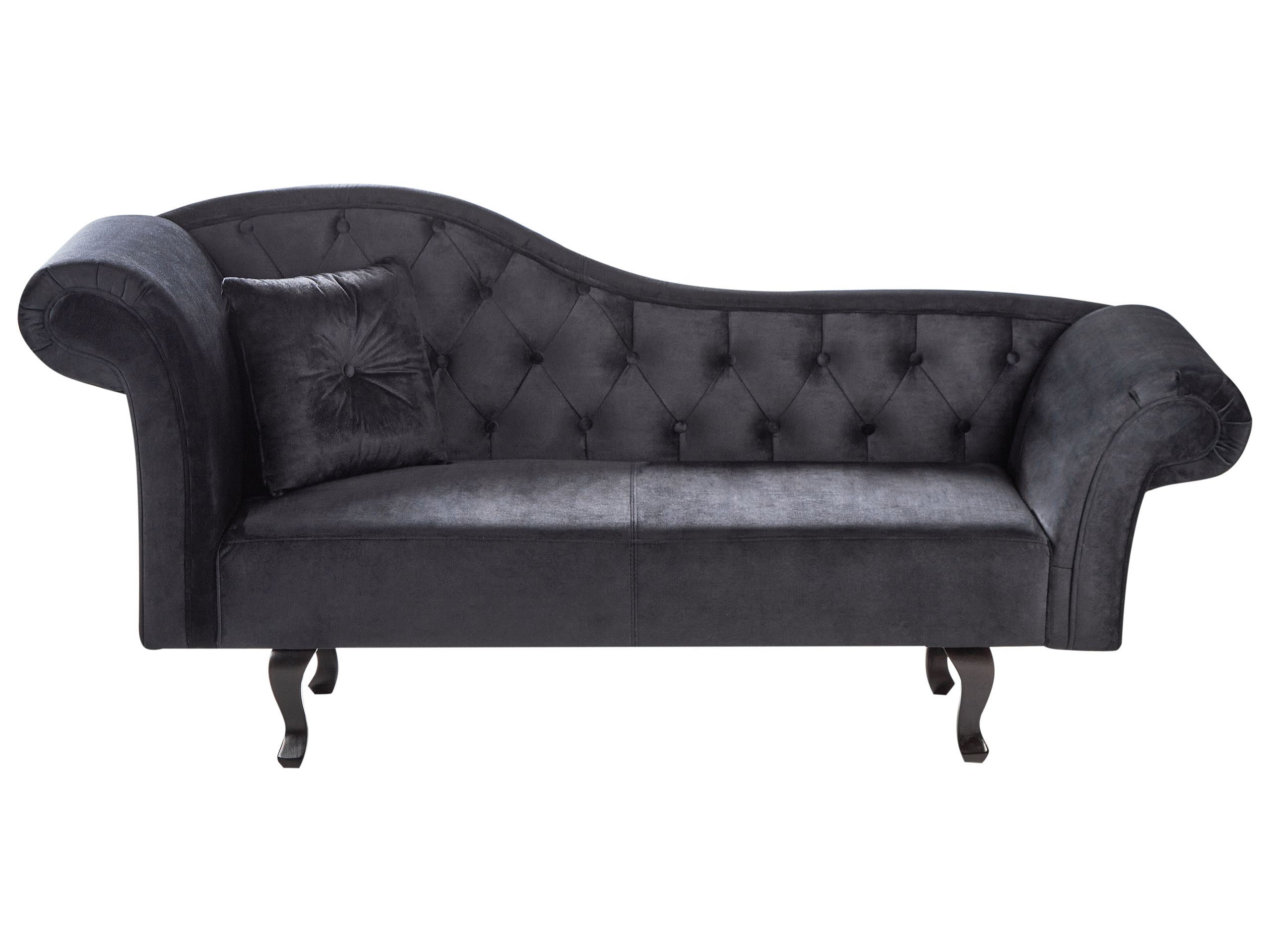 Left Hand Velvet Chaise Lounge Black LATTES II
