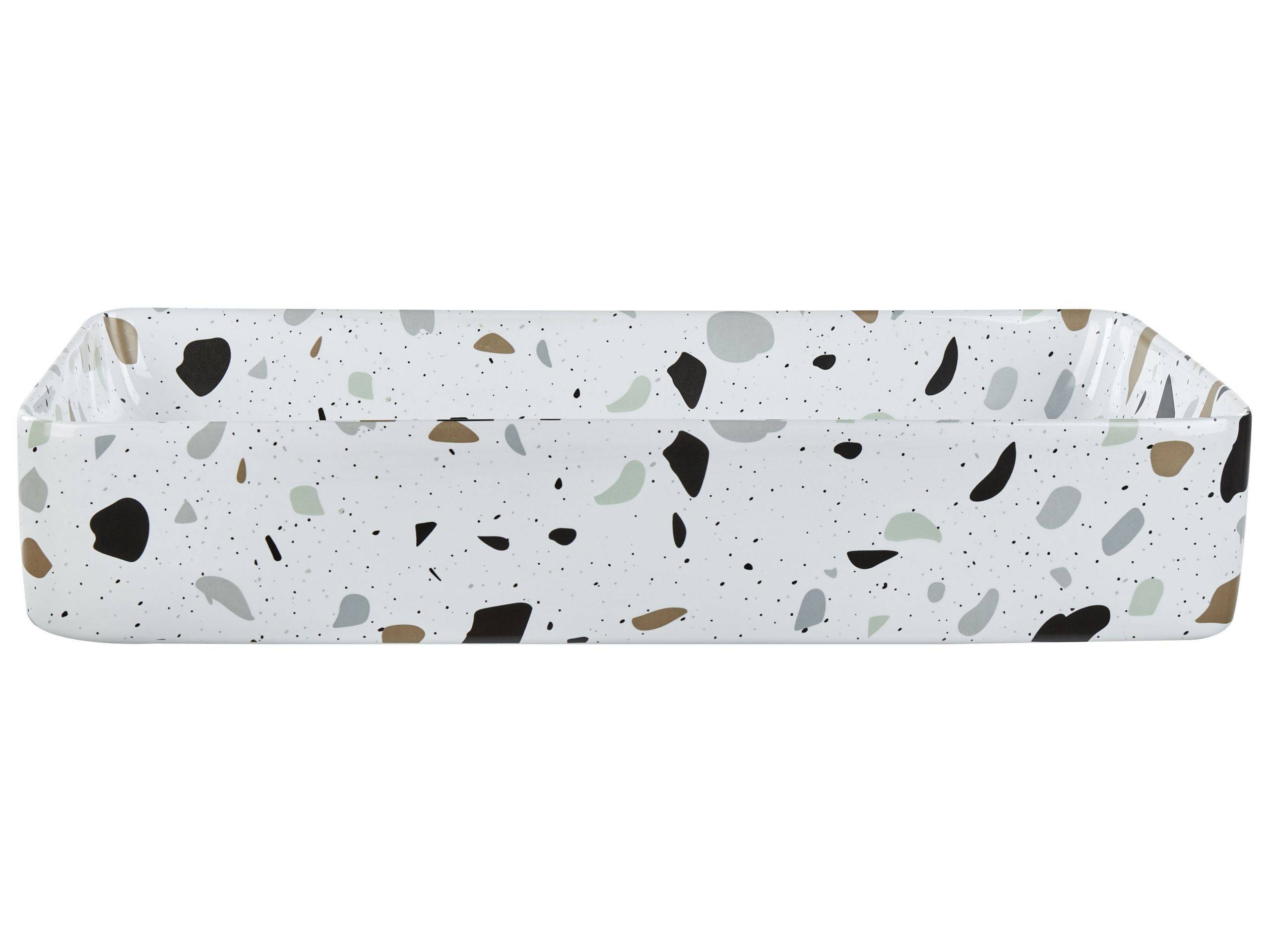 Ceramic Countertop Basin 610 x 350 mm White Terrazzo Effect NULES