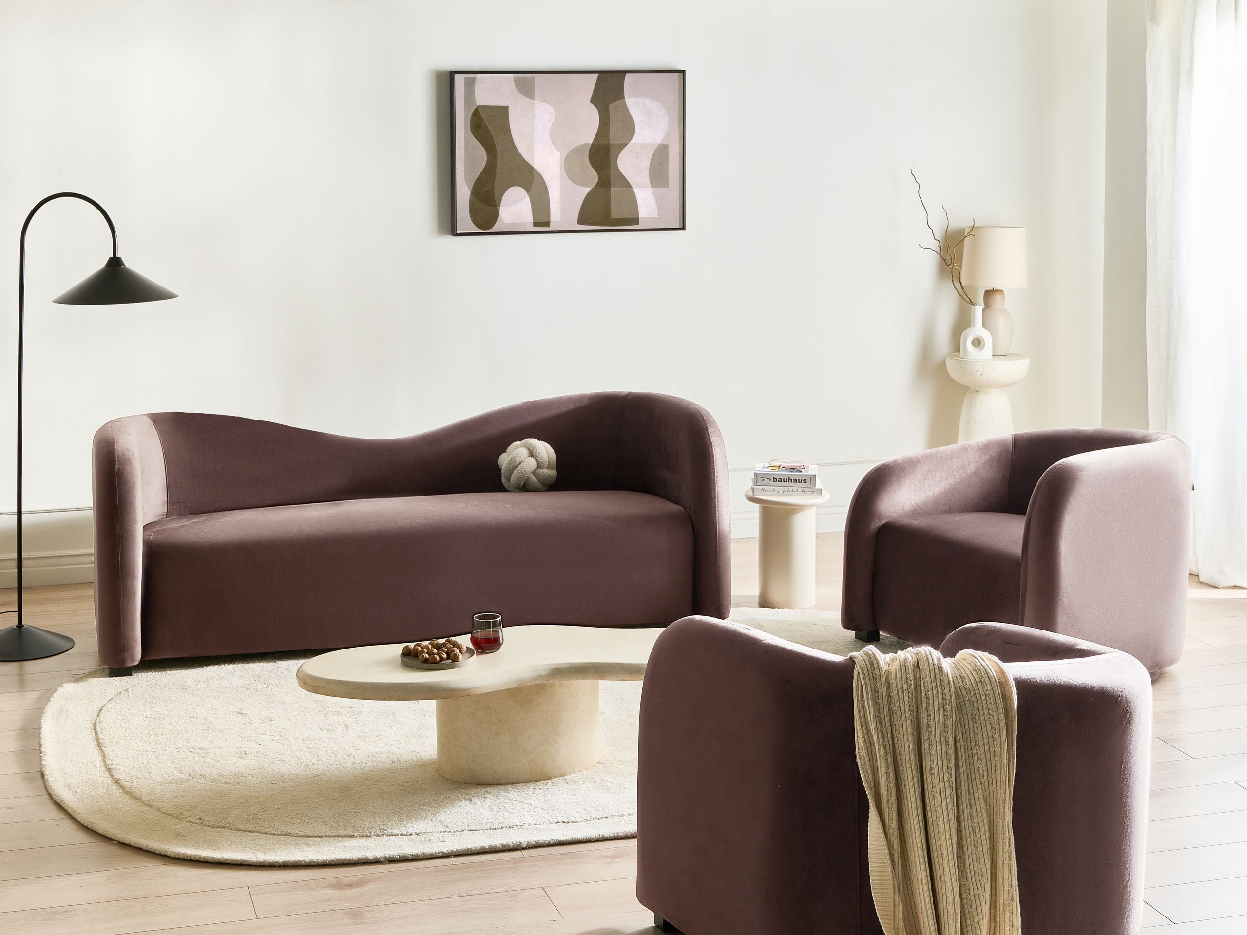 CLEYBOURNE Velvet 5 Seater Sofa Sets - Brown
