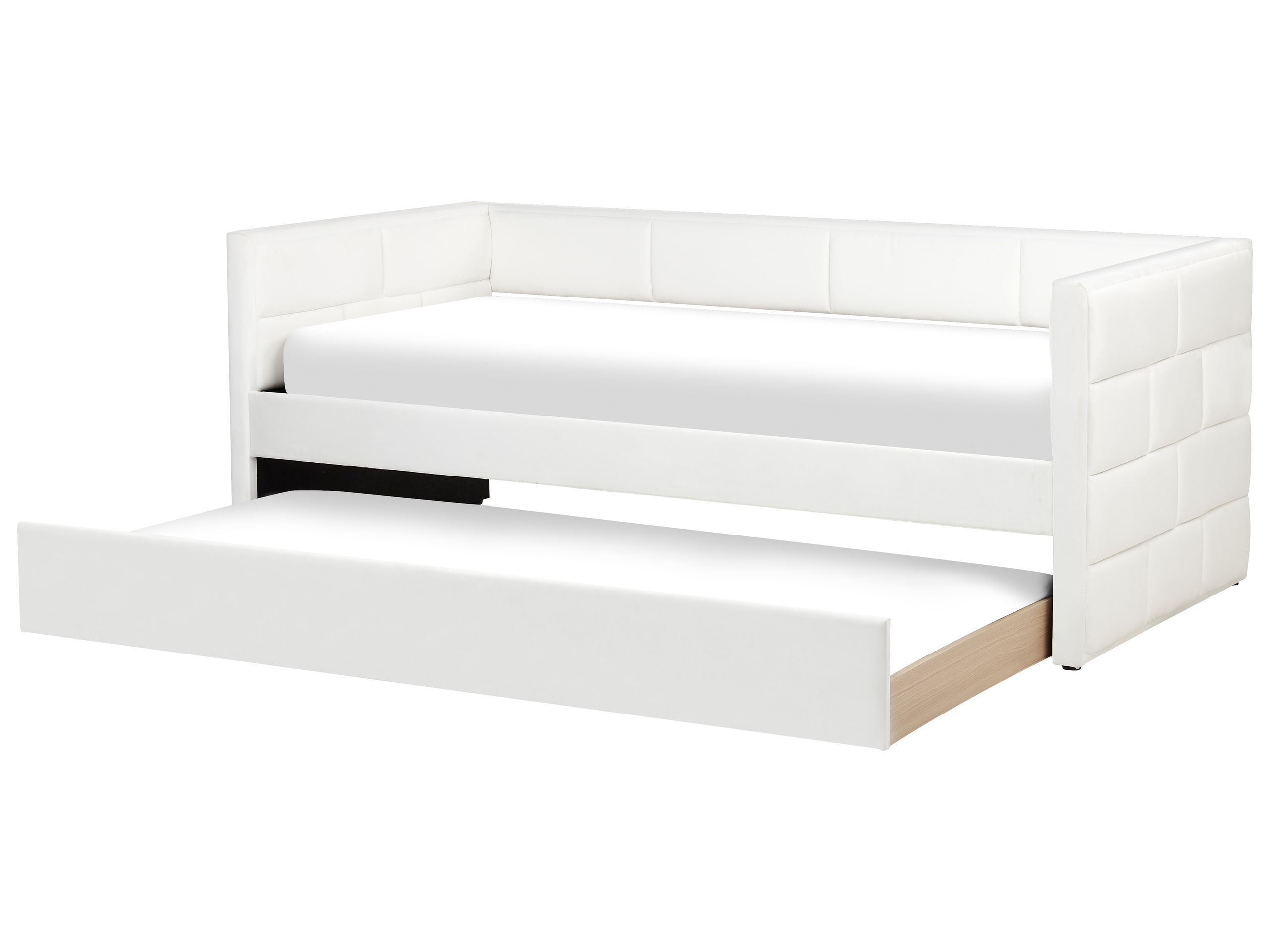 CNAVOHNE Trundle Bed Velvet 90 x 200 cm (EU Single) Off-White