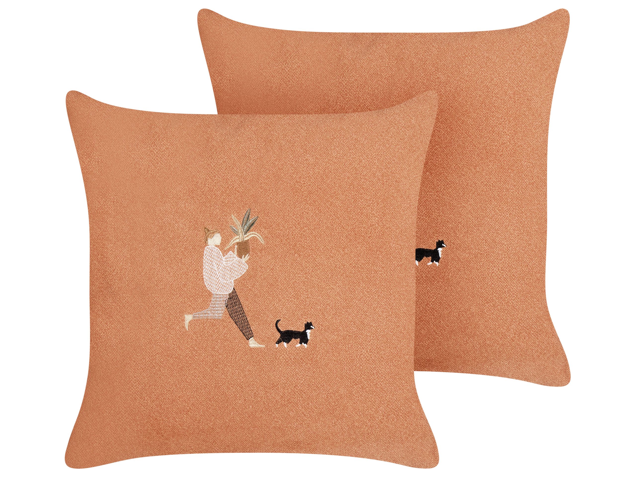 Set of 2 Decorative Cushions MARIGOLD 45 x 45 cm Orange Solid