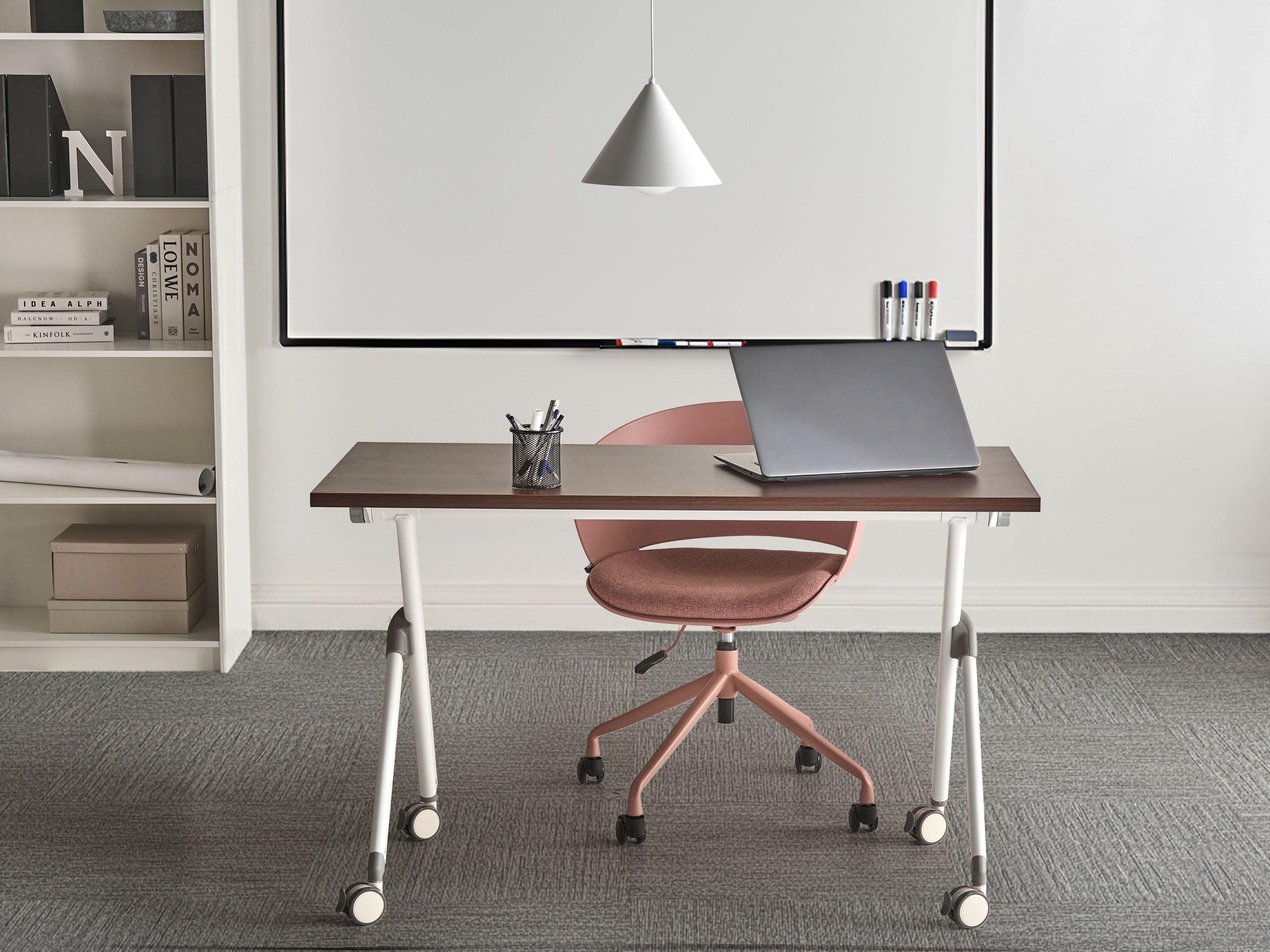FEXUFA Foldable Office Desk - Dark Brown and White, 120cm