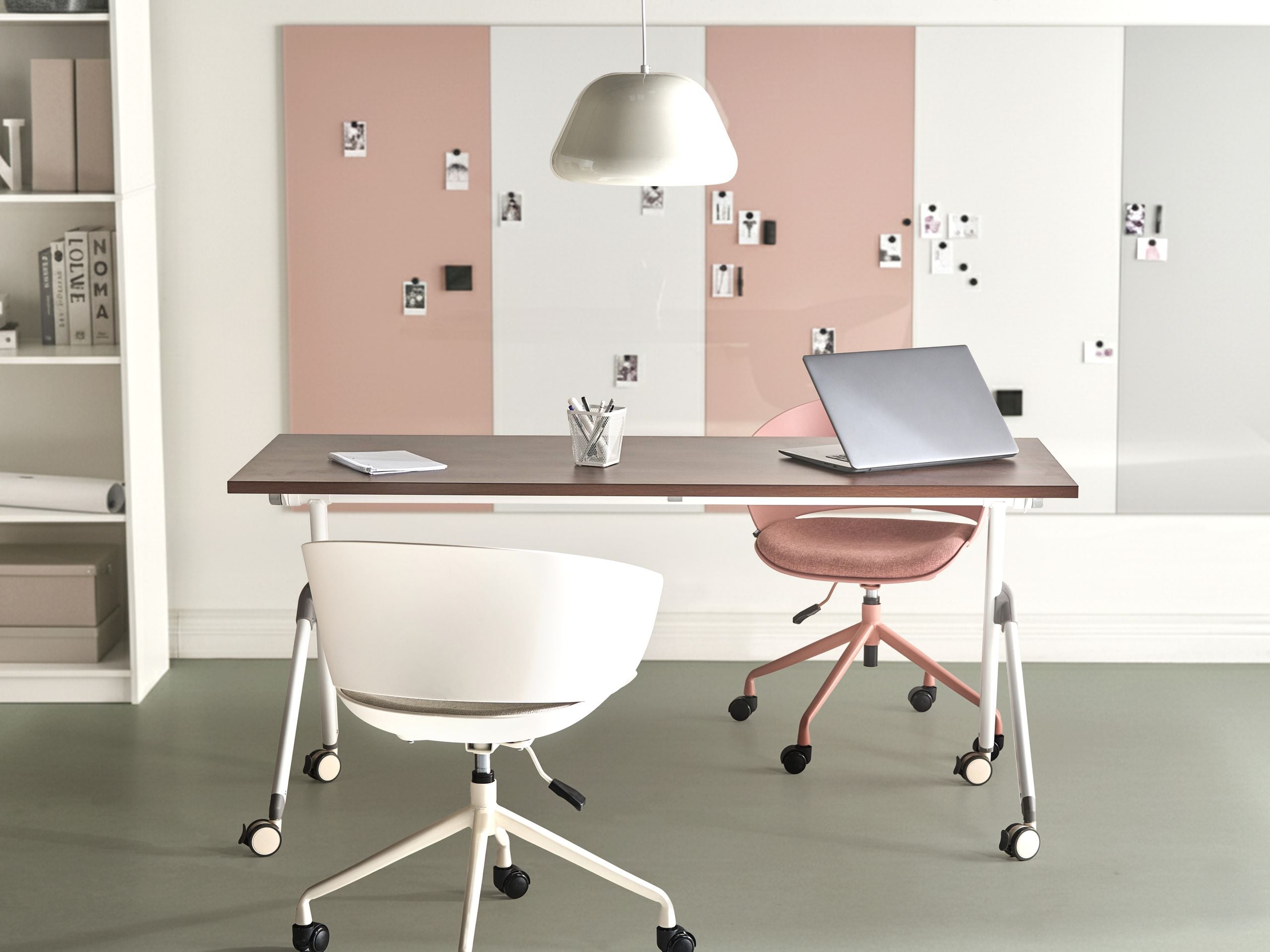 FEXUFA Foldable Office Desk - Dark Brown and White, 160cm