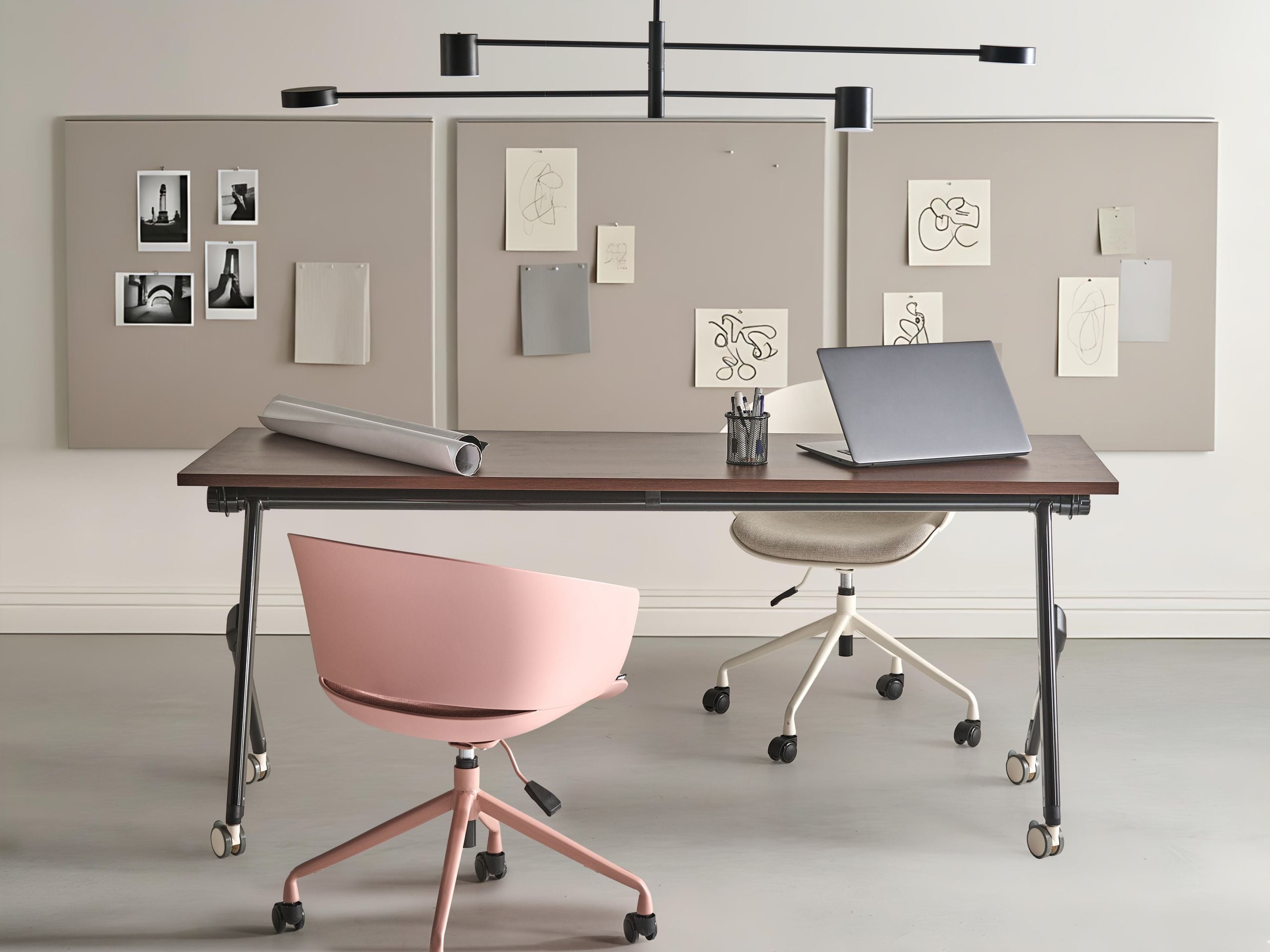 FEXUFA Foldable Office Desk - Dark Brown and Black, 180cm